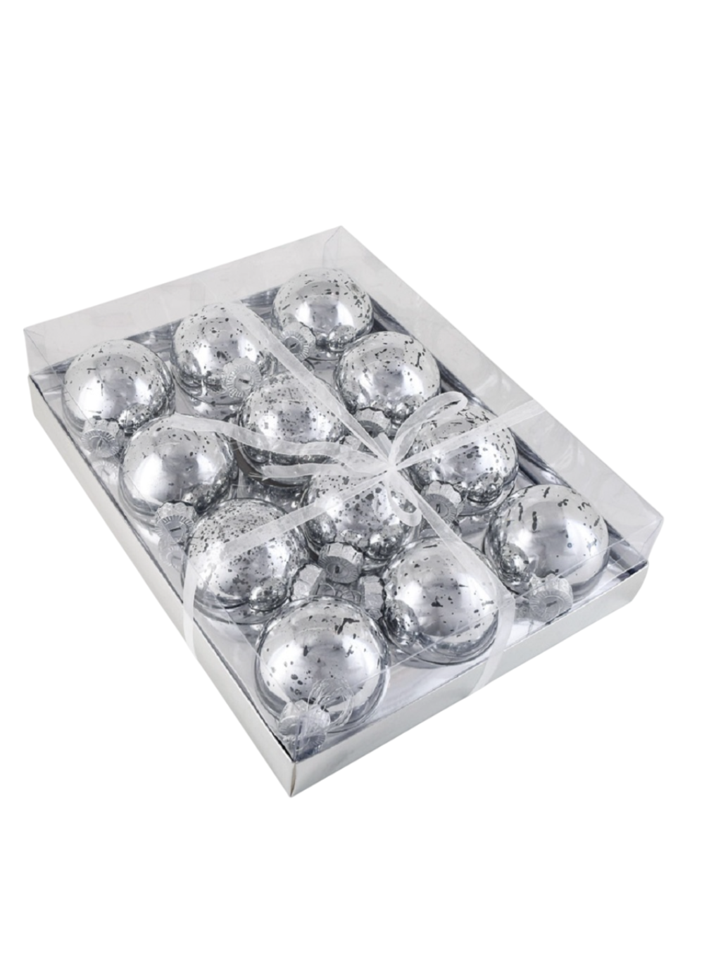 3" Silver Plastic Ornament Ball, Set of 12