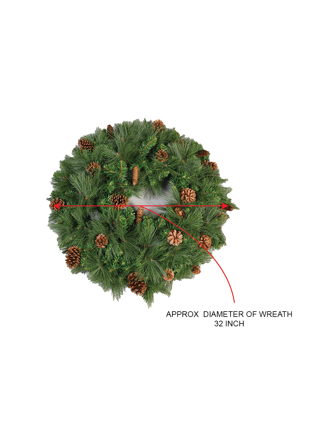 32" Woodland Pine Wreath with Natural Pinecones