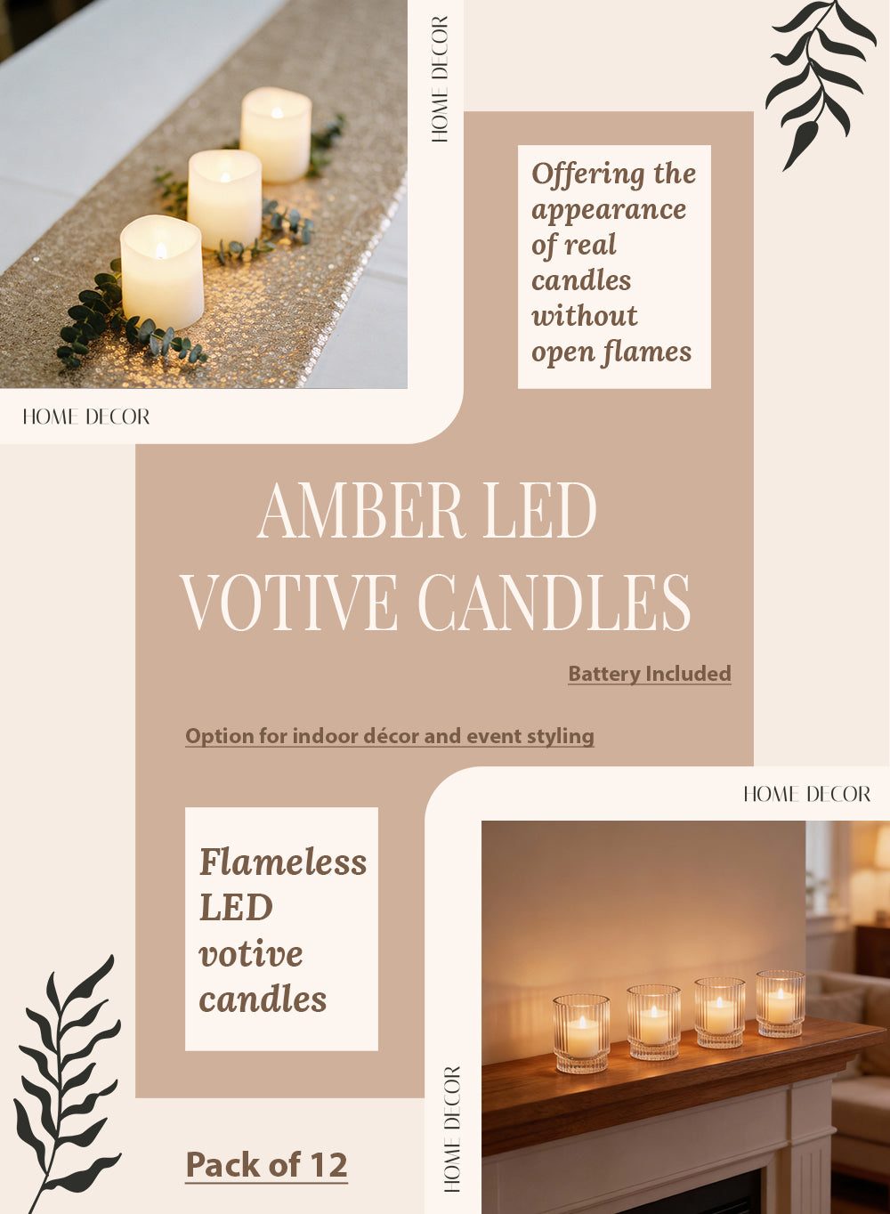 Flameless LED Votive Candles with Battery Collection