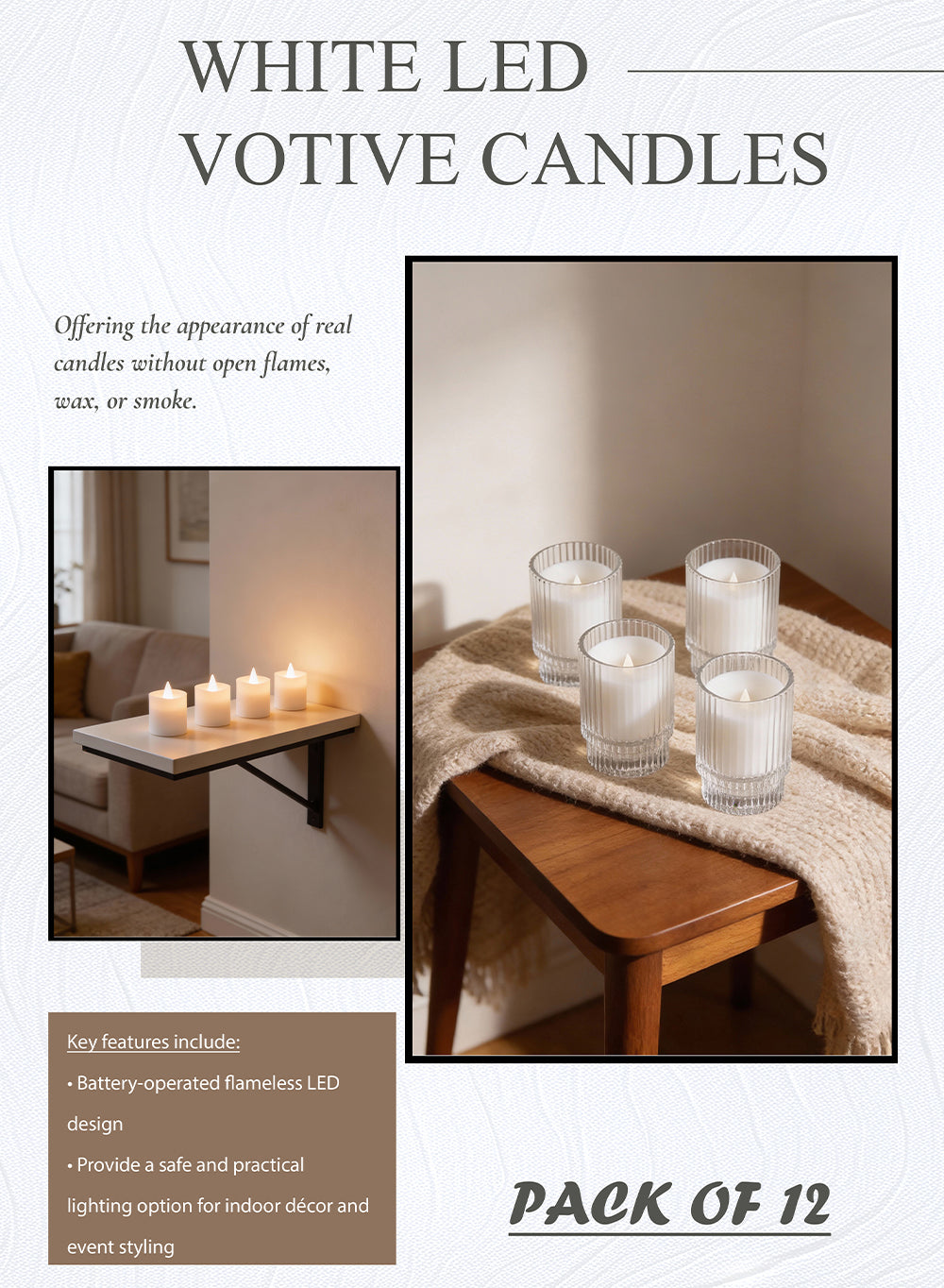 Flameless LED Votive Candles with Battery Collection