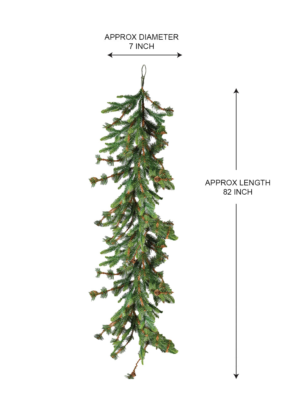 82" Woodland Pine Garland with Pinecones – 360 Tips & 16 Cones