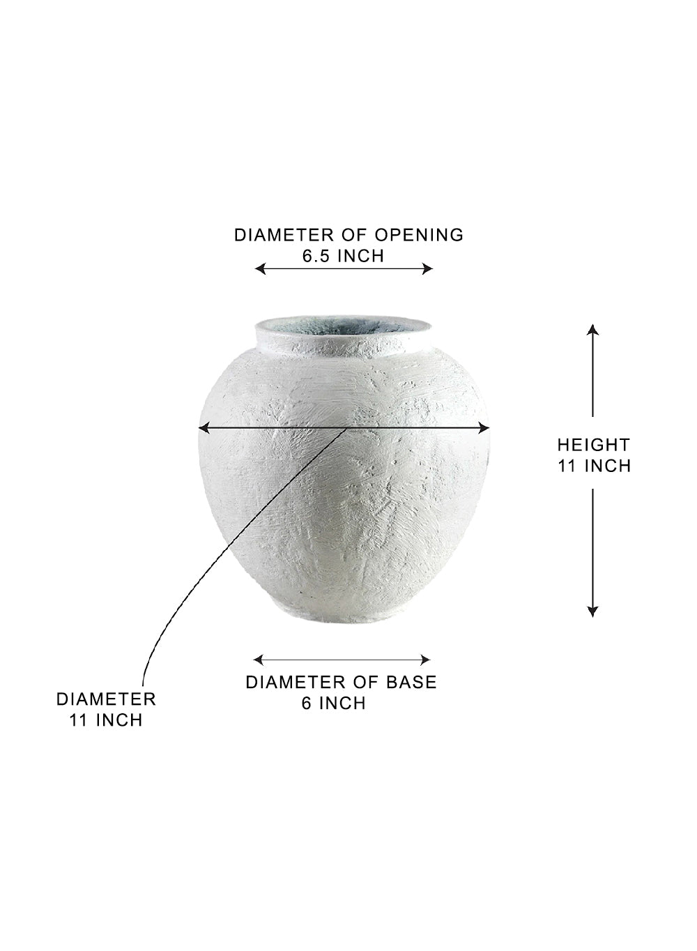 Mediterrana Ceramic Urn Vase, 11" Diameter & 11" Tall