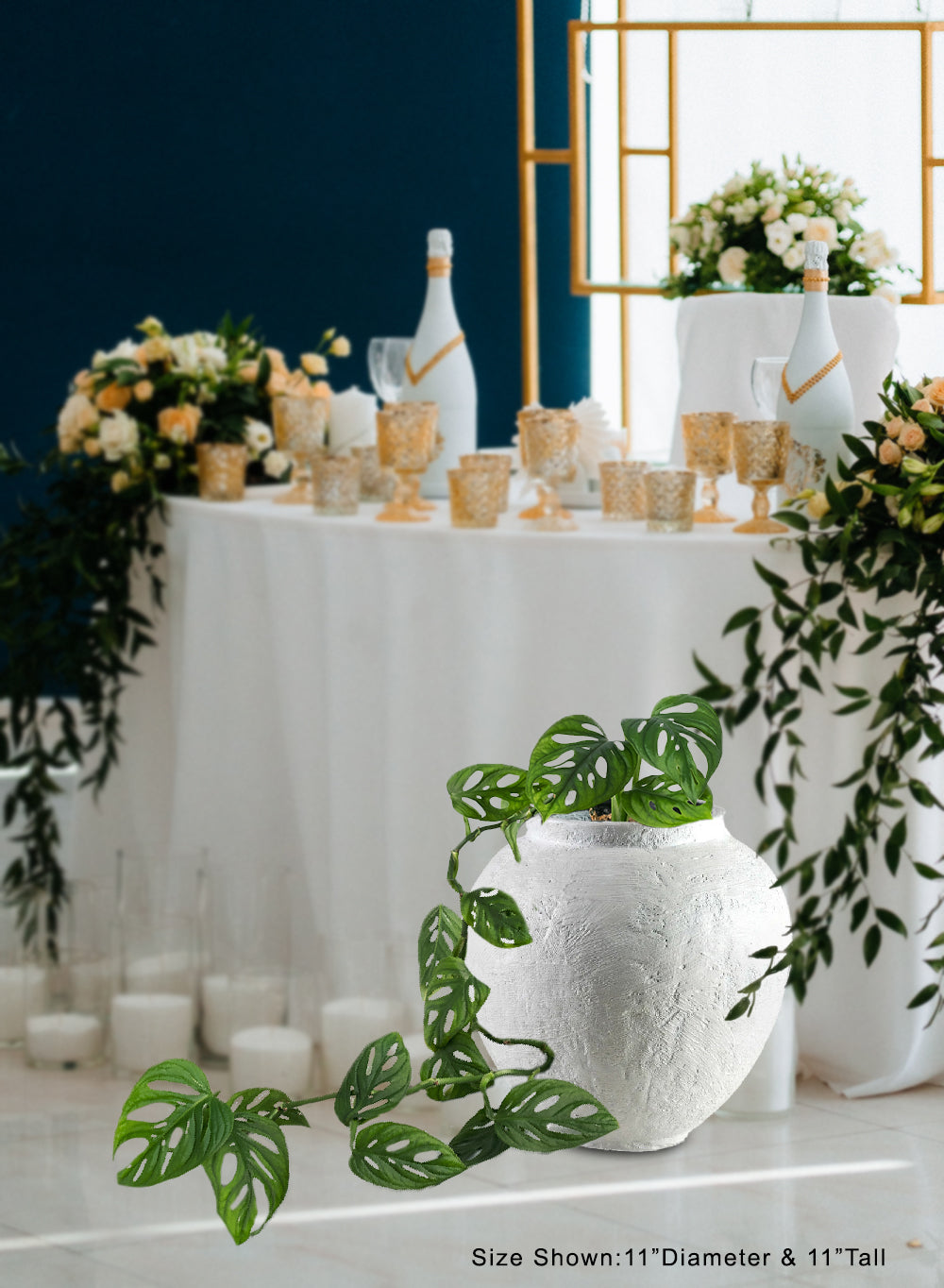 Mediterrana Ceramic Urn Vase, 11" Diameter & 11" Tall