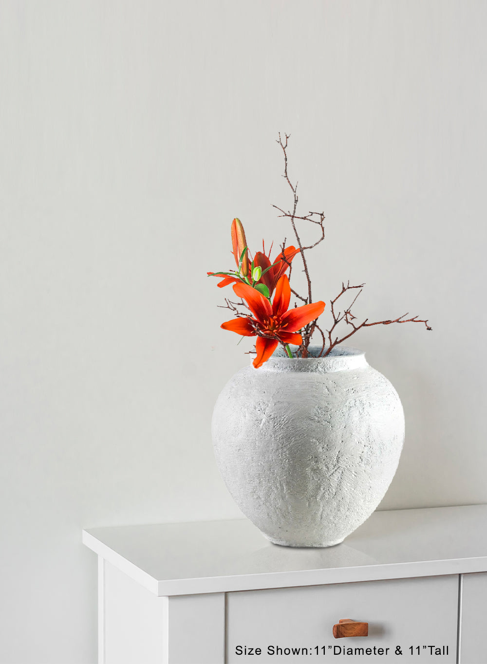 Mediterrana Ceramic Urn Vase, 11" Diameter & 11" Tall