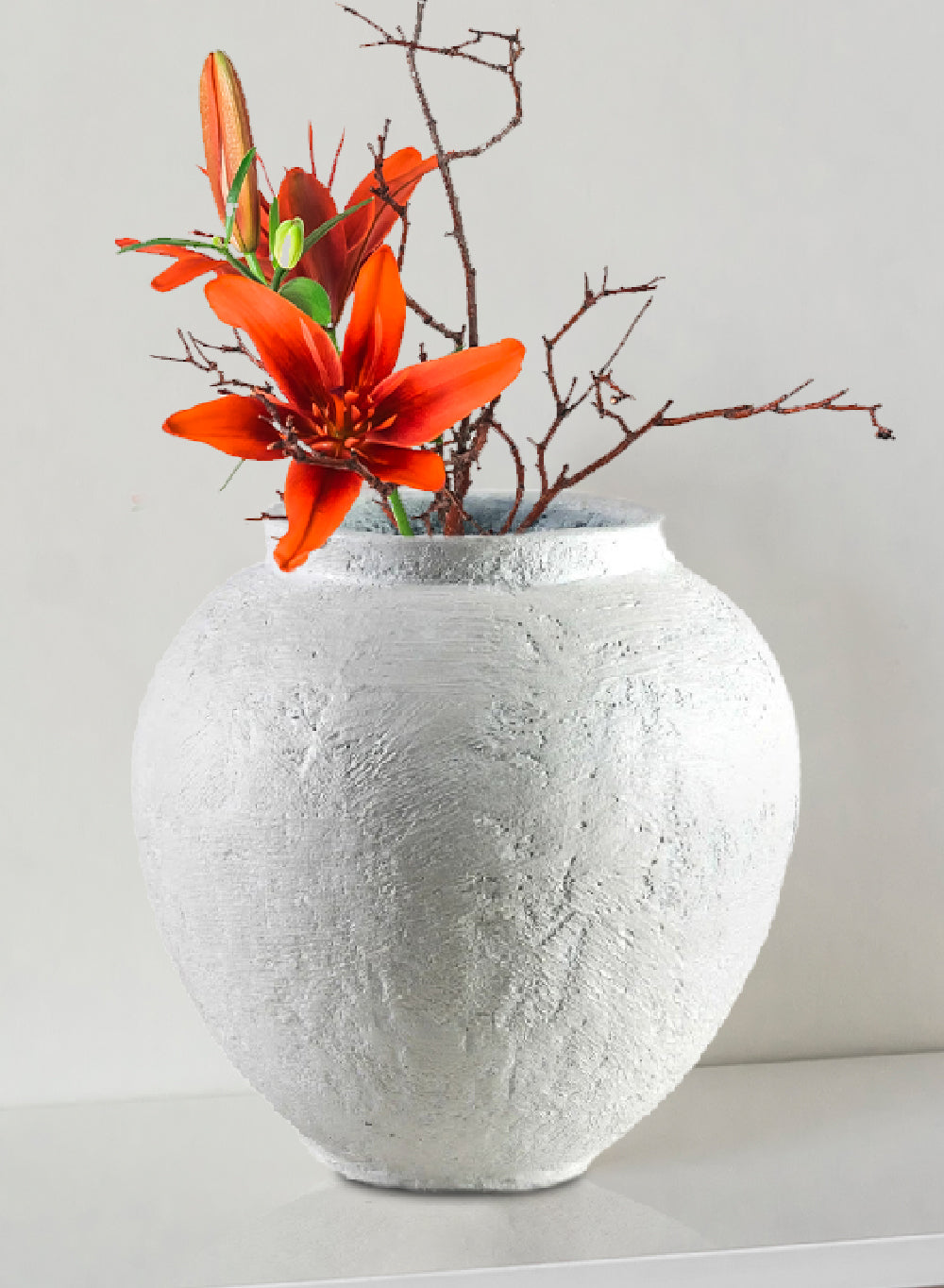 Mediterrana Ceramic Urn Vase, 11" Diameter & 11" Tall