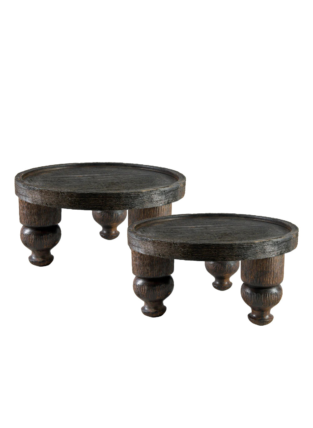 Aranya Wooden Pedestal Stand, 14" Diameter & 7.5" Tall