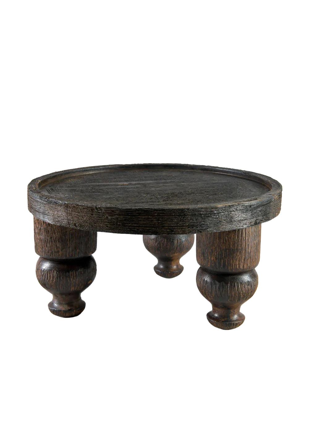 Aranya Wooden Pedestal Stand, 14" Diameter & 7.5" Tall