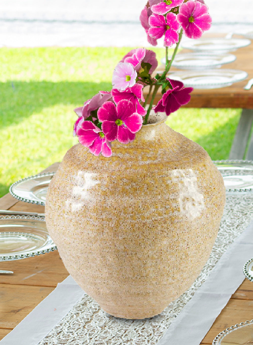 Solterra Ceramic Vase, 7.5" Diameter & 9" Tall