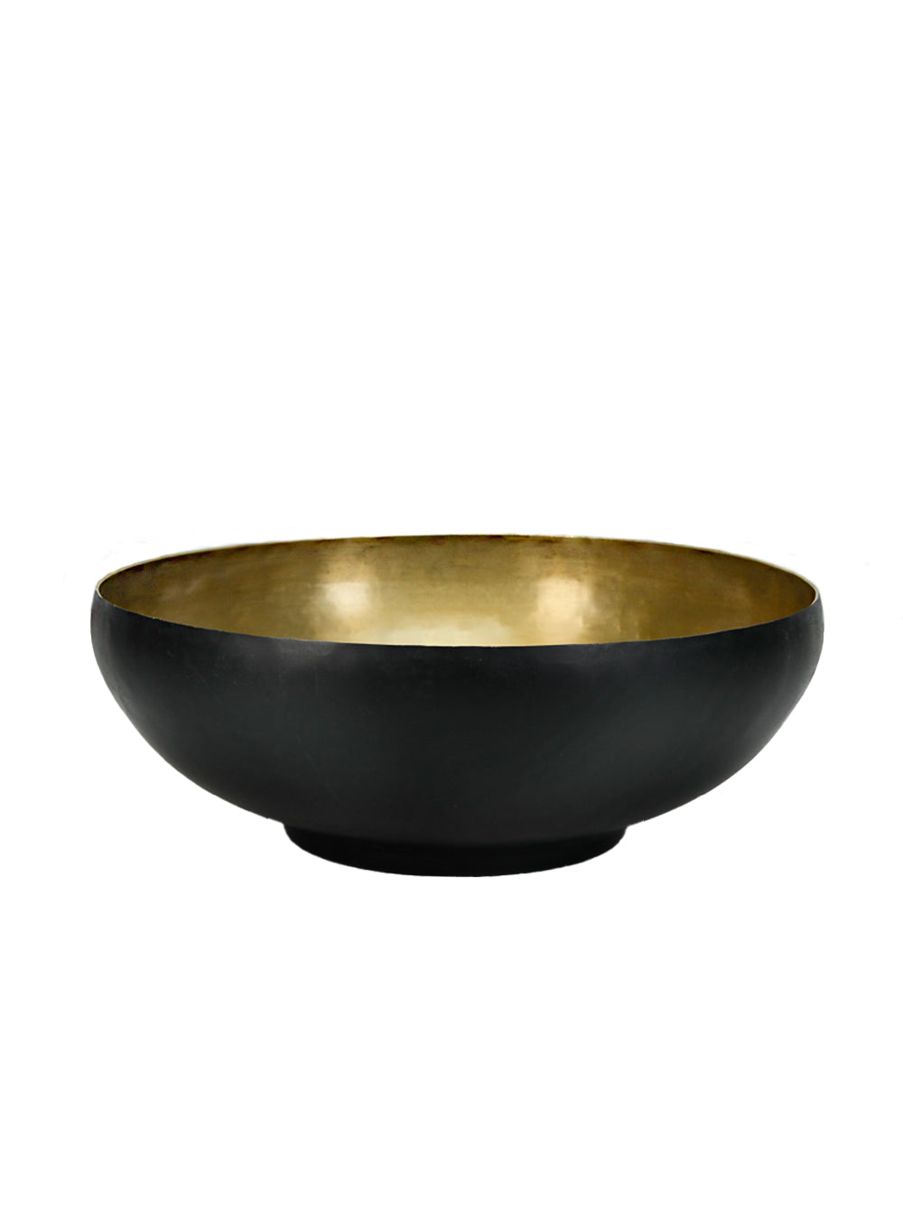12" Dual-Tone Black & Gold Aluminum Bowl with Brass Look