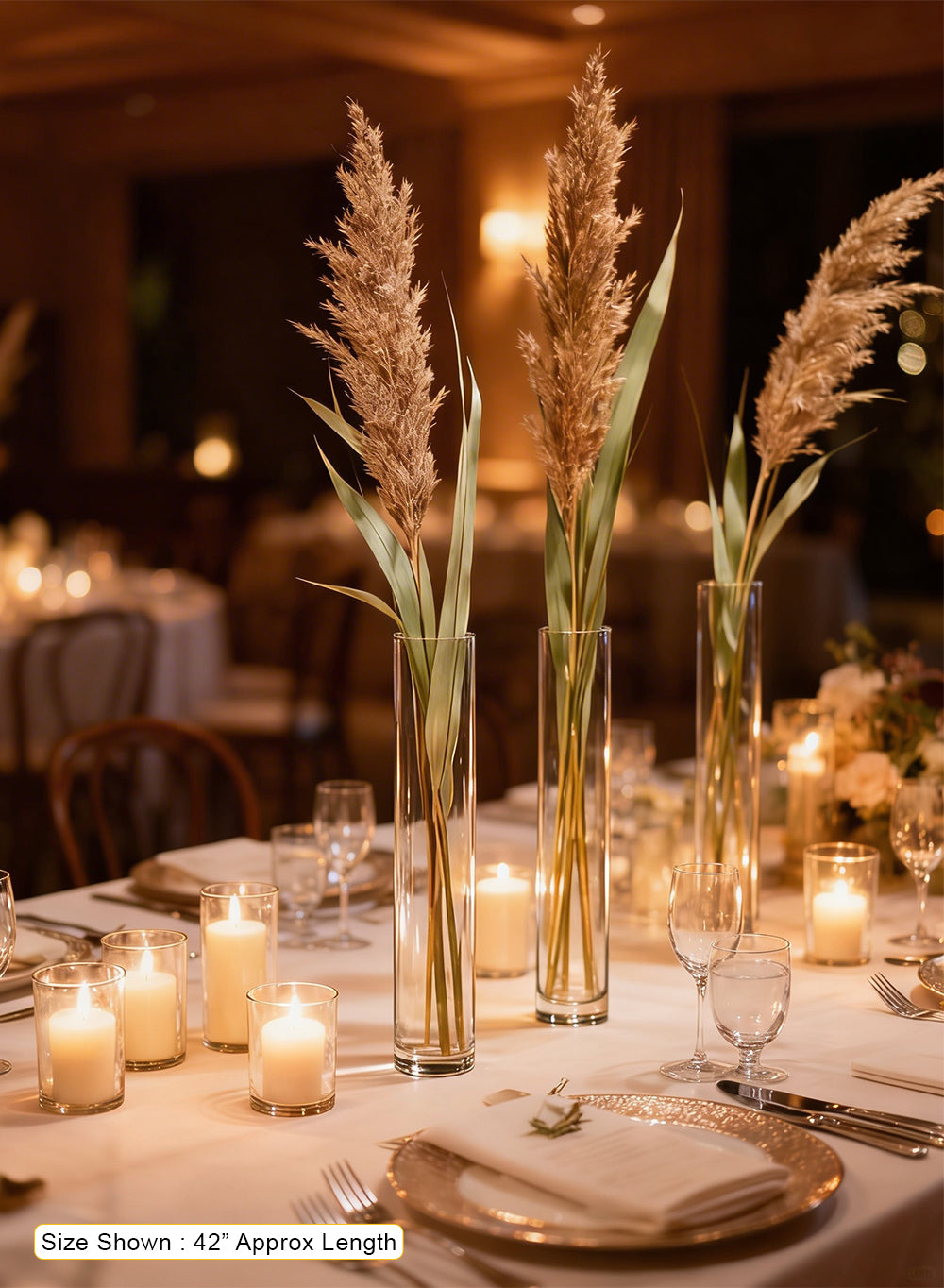 Artificial Beige Pampas Grass Stem, 42" Tall, Pack of 12