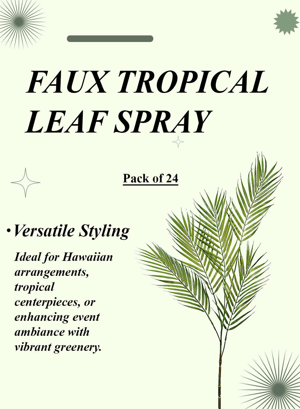46" Faux Tropical Palm Leaf Spray, 46" Long, Pack of 24