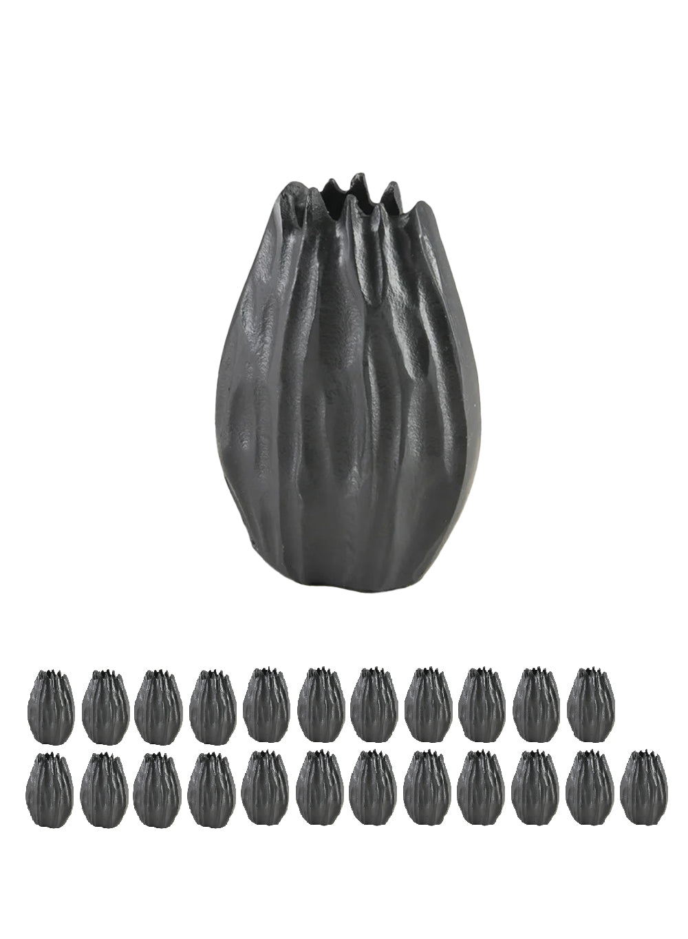 Arterra Pleated Black Aluminum Vase, Available in 2 Sizes