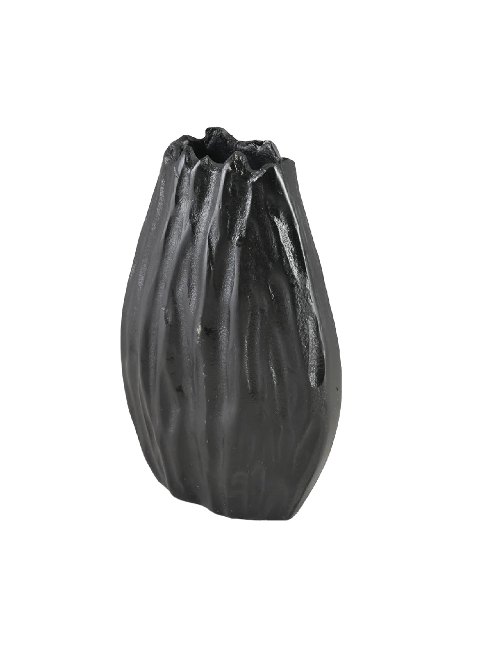 Arterra Pleated Black Aluminum Vase, Available in 2 Sizes