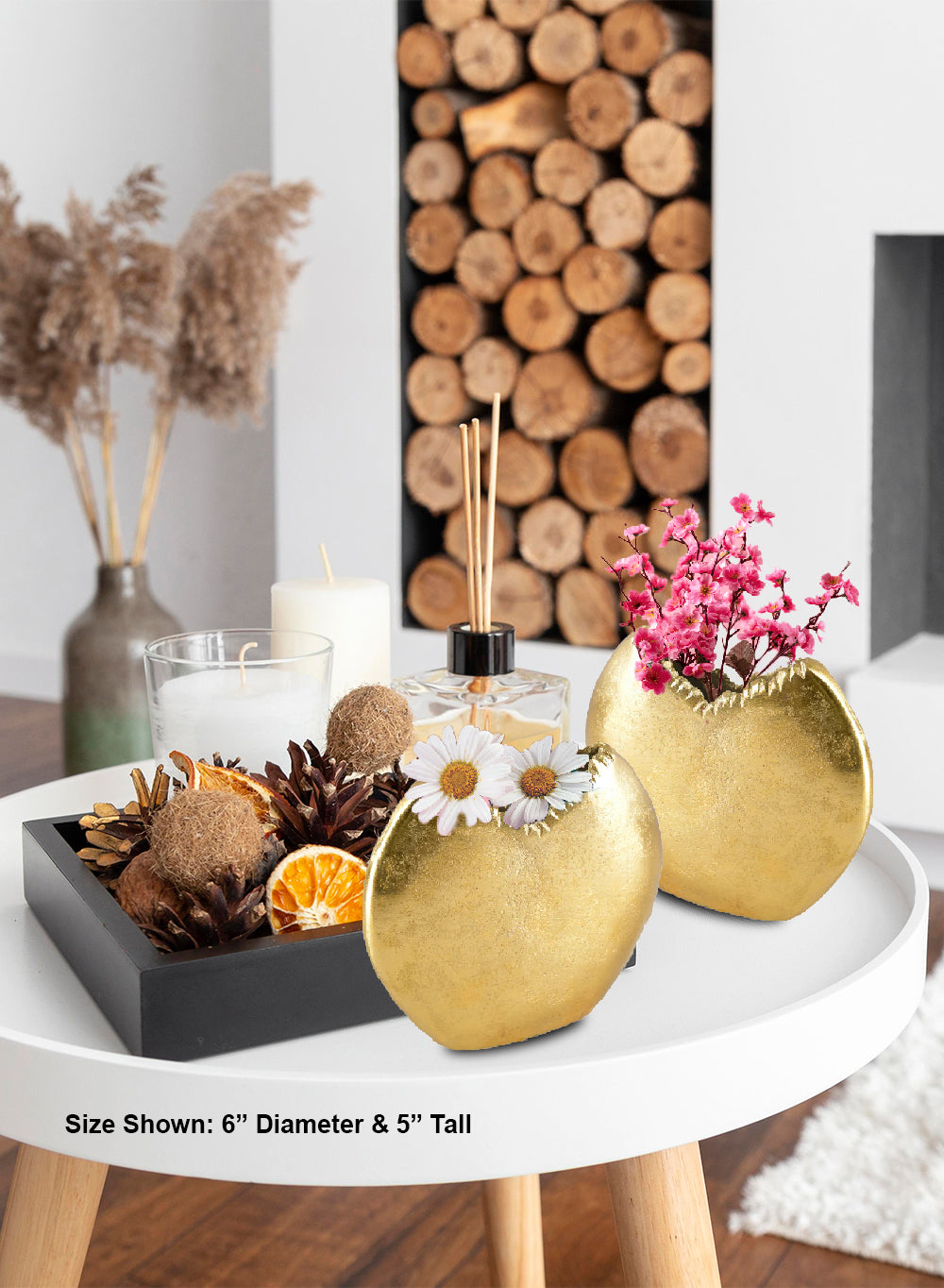 Brushed Gold Aluminum Vase, Small 6