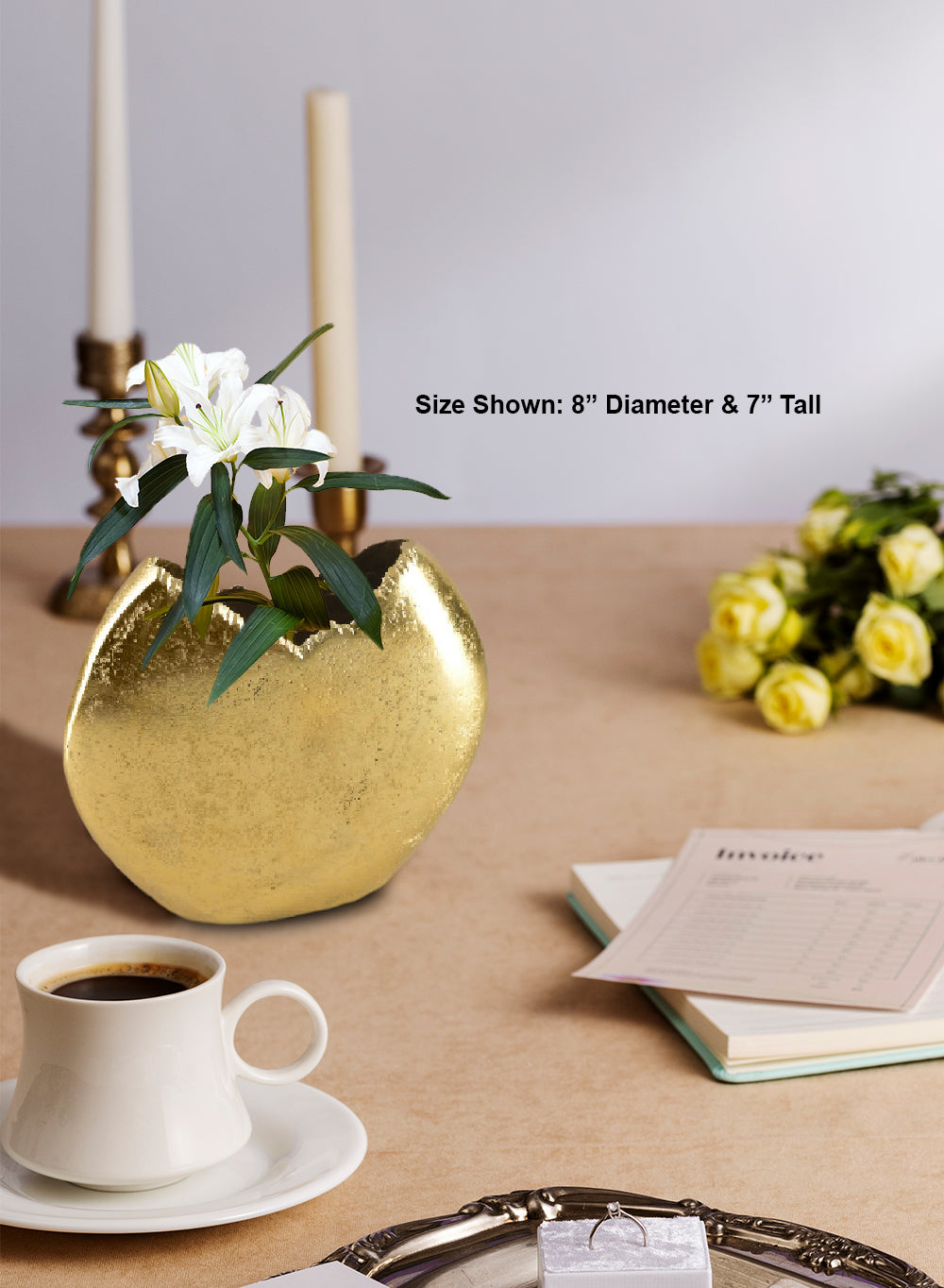 Solara Crest Aluminum Vase, Available in 2 Sizes