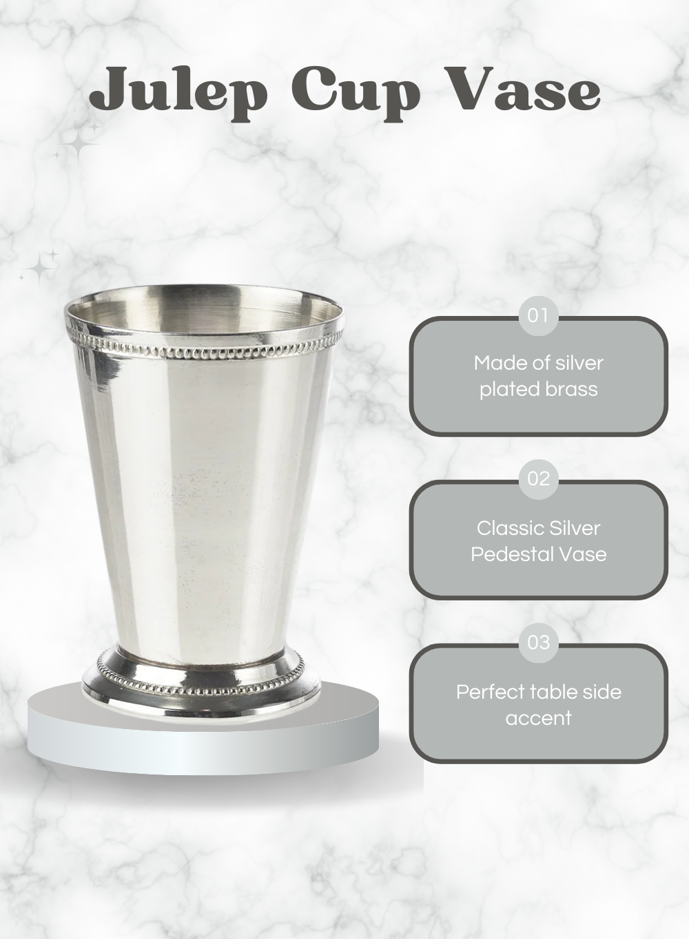 Silver Plated Julep Cup Vase, Available in 5 Sizes