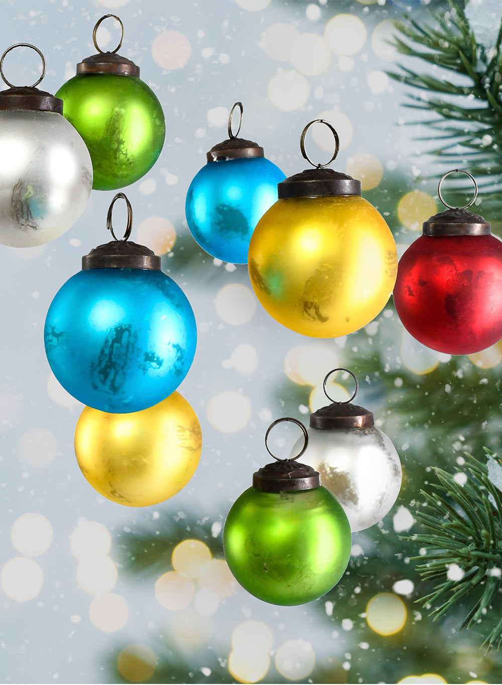 2" Matte Multicolor Glass Ball Ornament, Set of 12