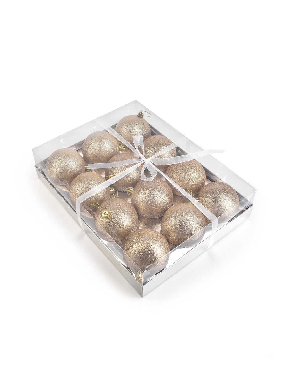 3" Gold Glitter Plastic Ball, Set of 12