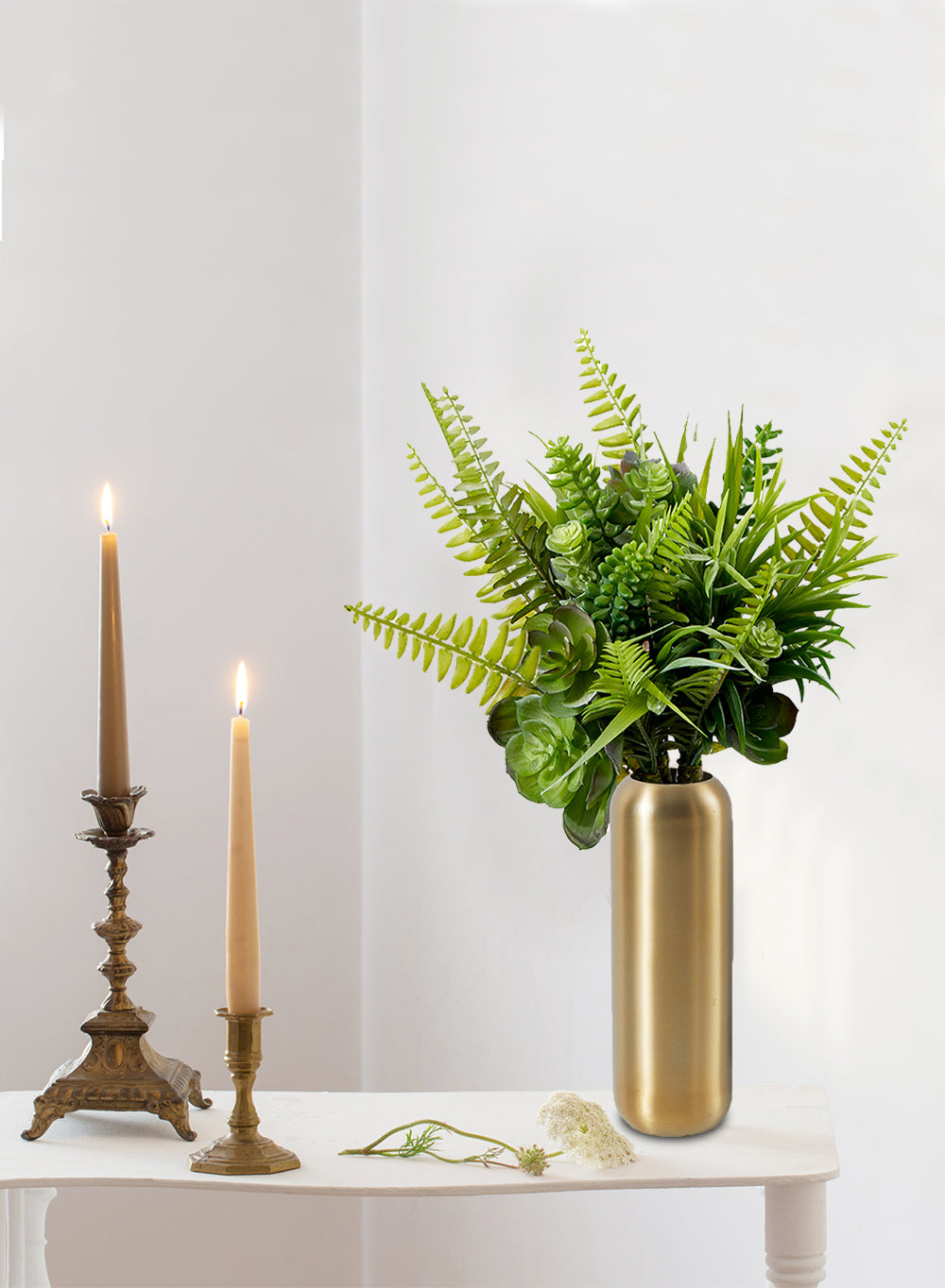 DIY Vase Kit: Succulent Bouquet & Gold Metal Vase