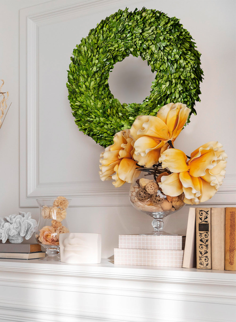 Preserved Boxwood Wreaths & Garland, In Various Sizes