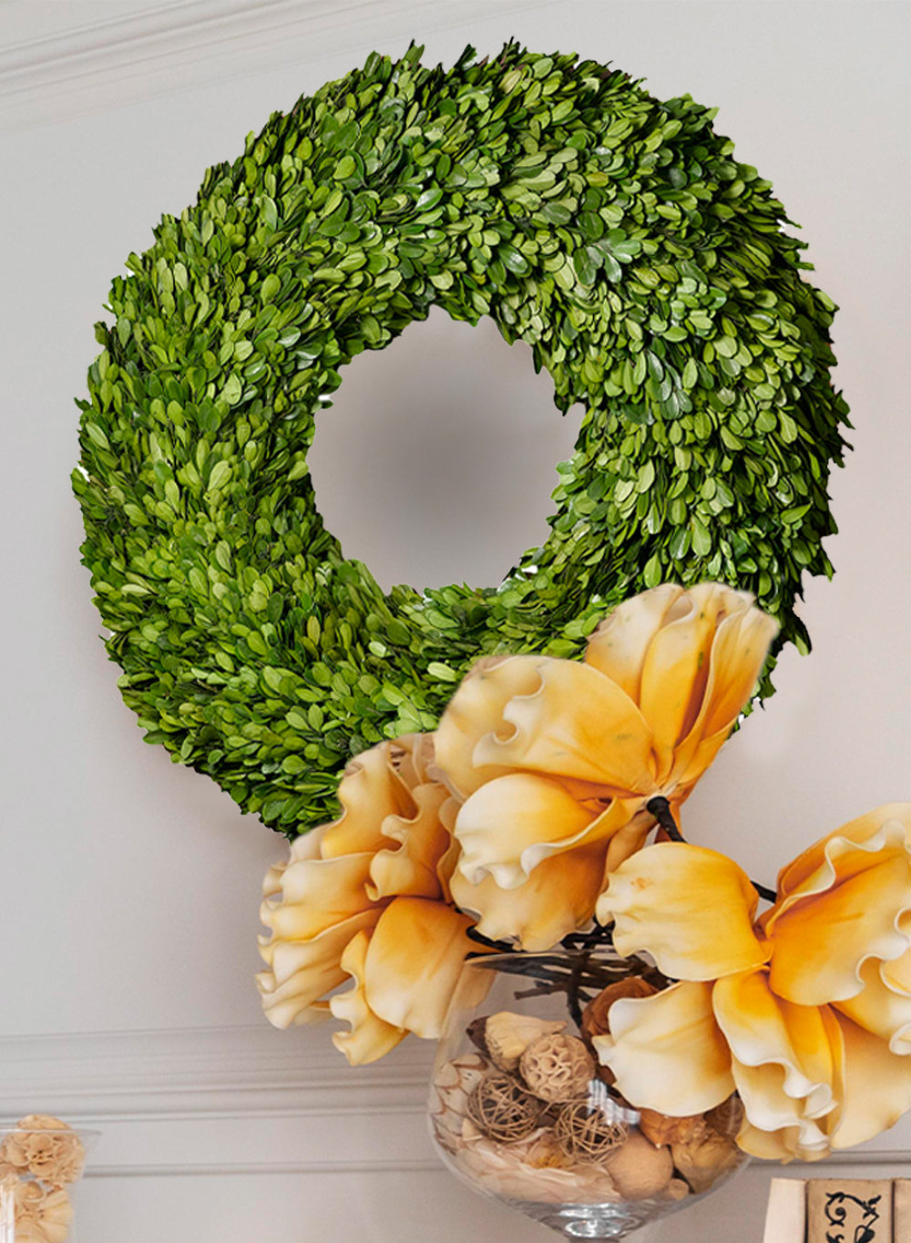 Preserved Boxwood Wreaths & Garland, In Various Sizes
