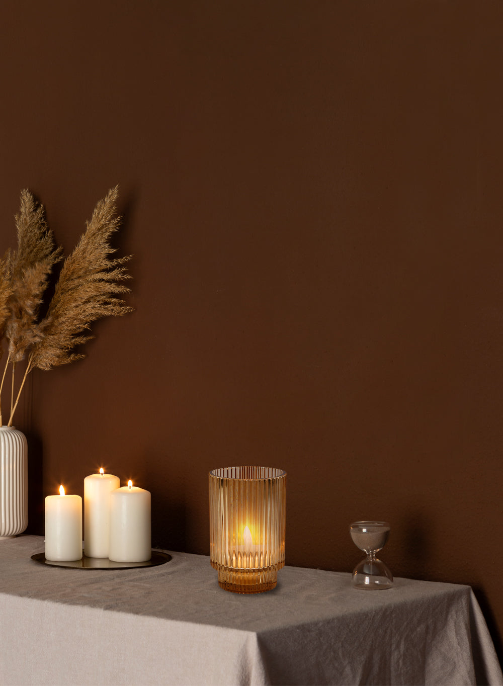 Ribbed Glass Votive Candle Holder, in 3 Colors