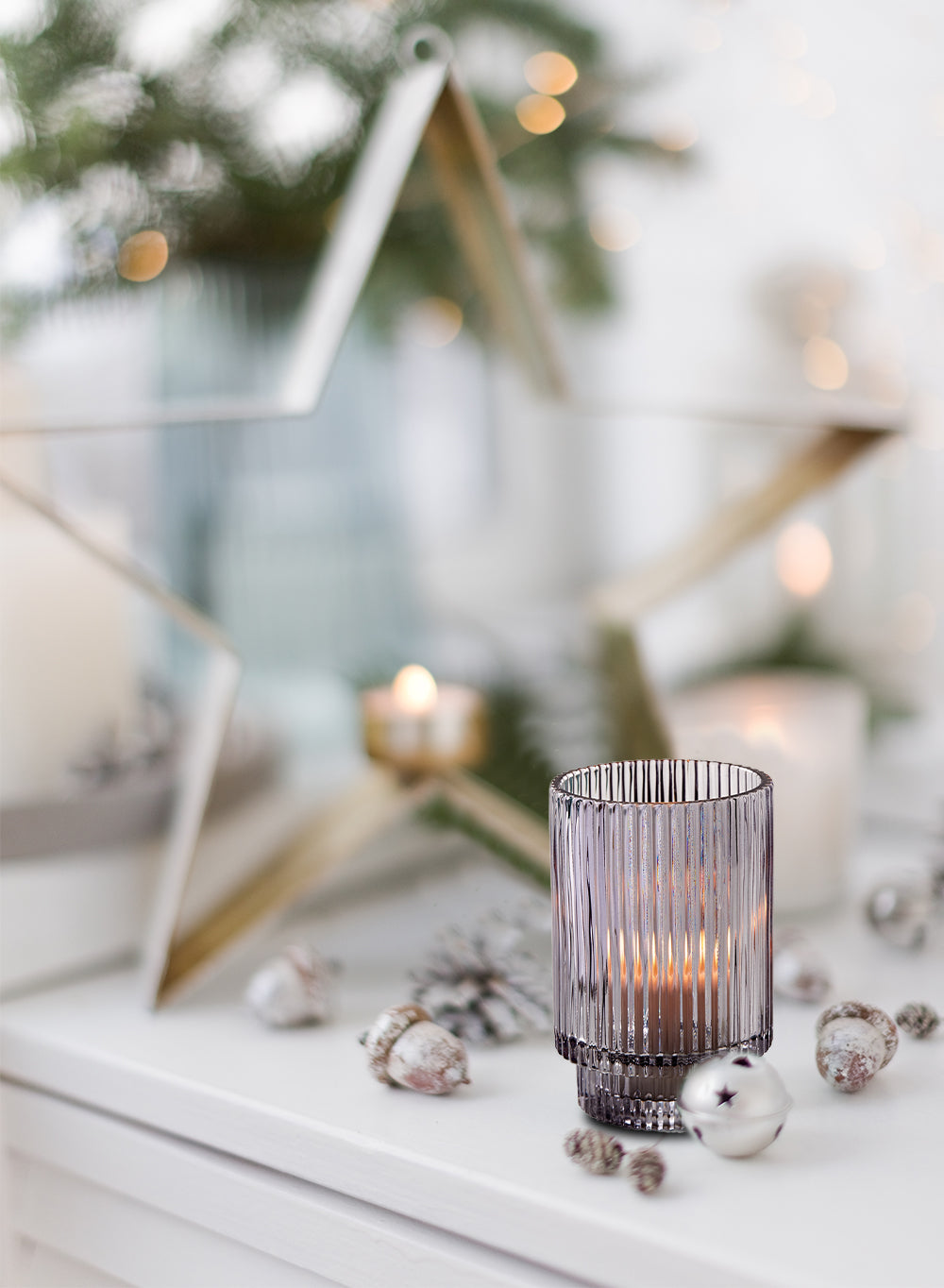 Ribbed Glass Votive Candle Holder, in 3 Colors