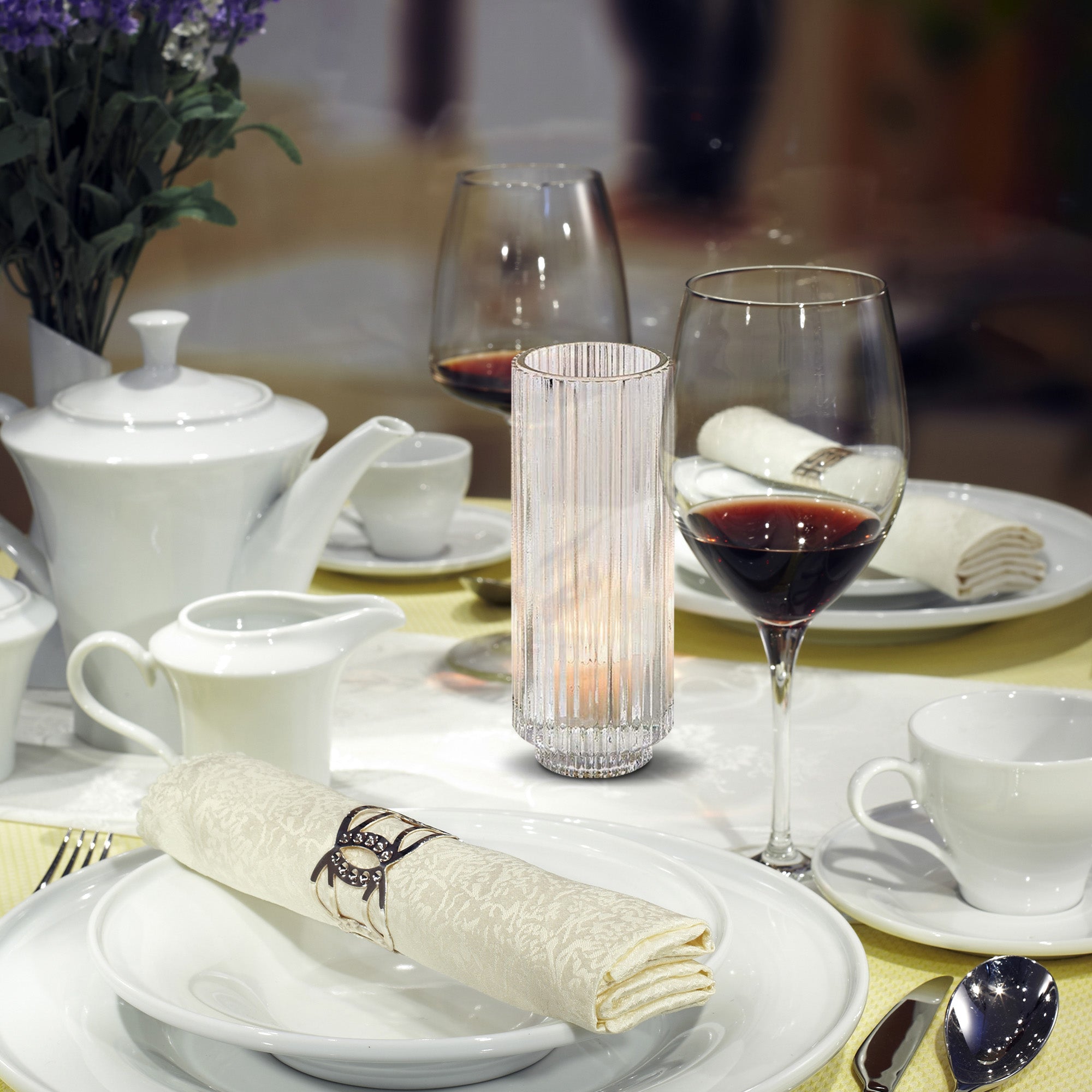 Bundle: Clear Ribbed Glass Votive Holders, Set of 8