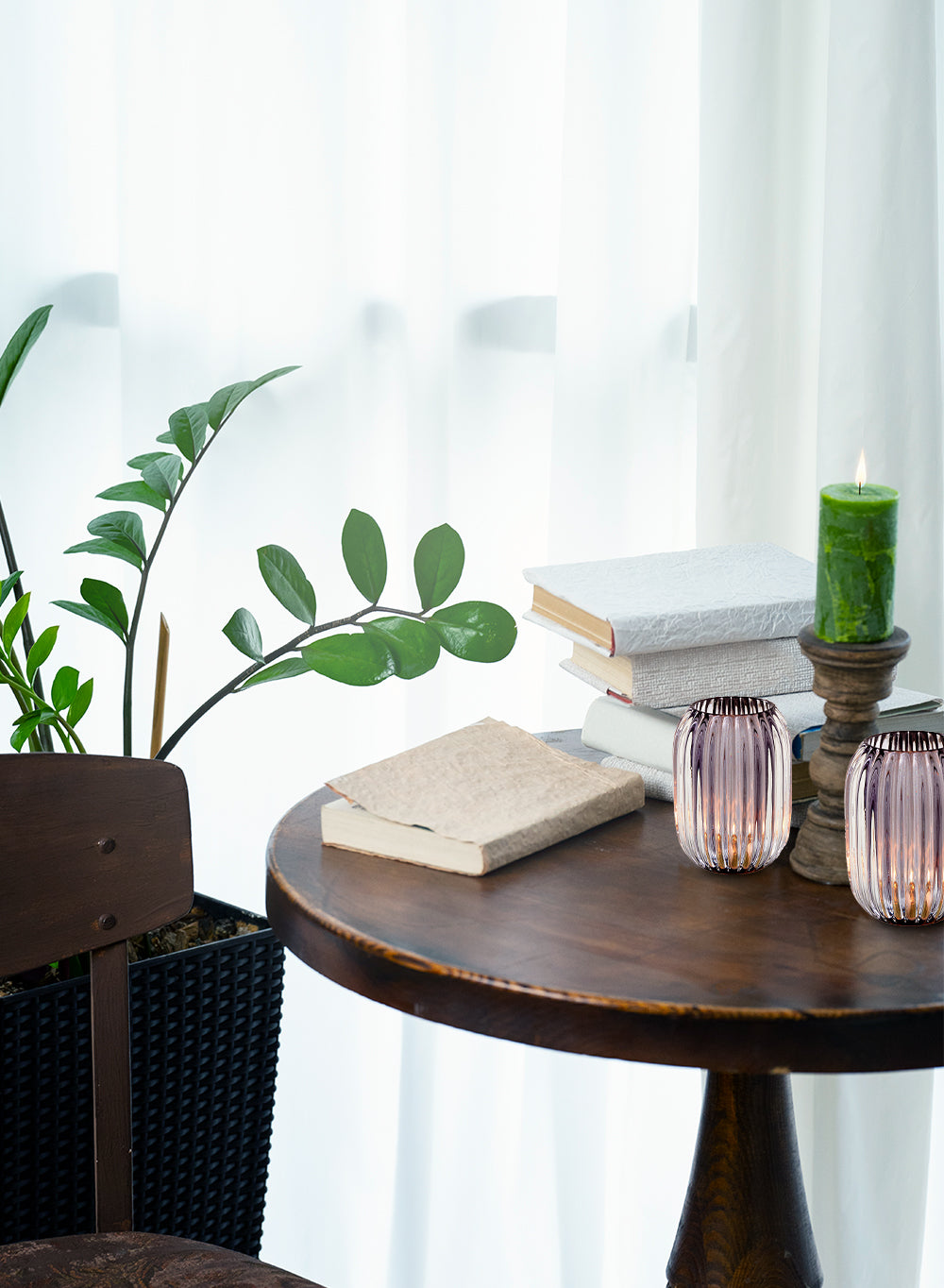 5" Ribbed Optical Glass Votive Holder, in 3 Colors