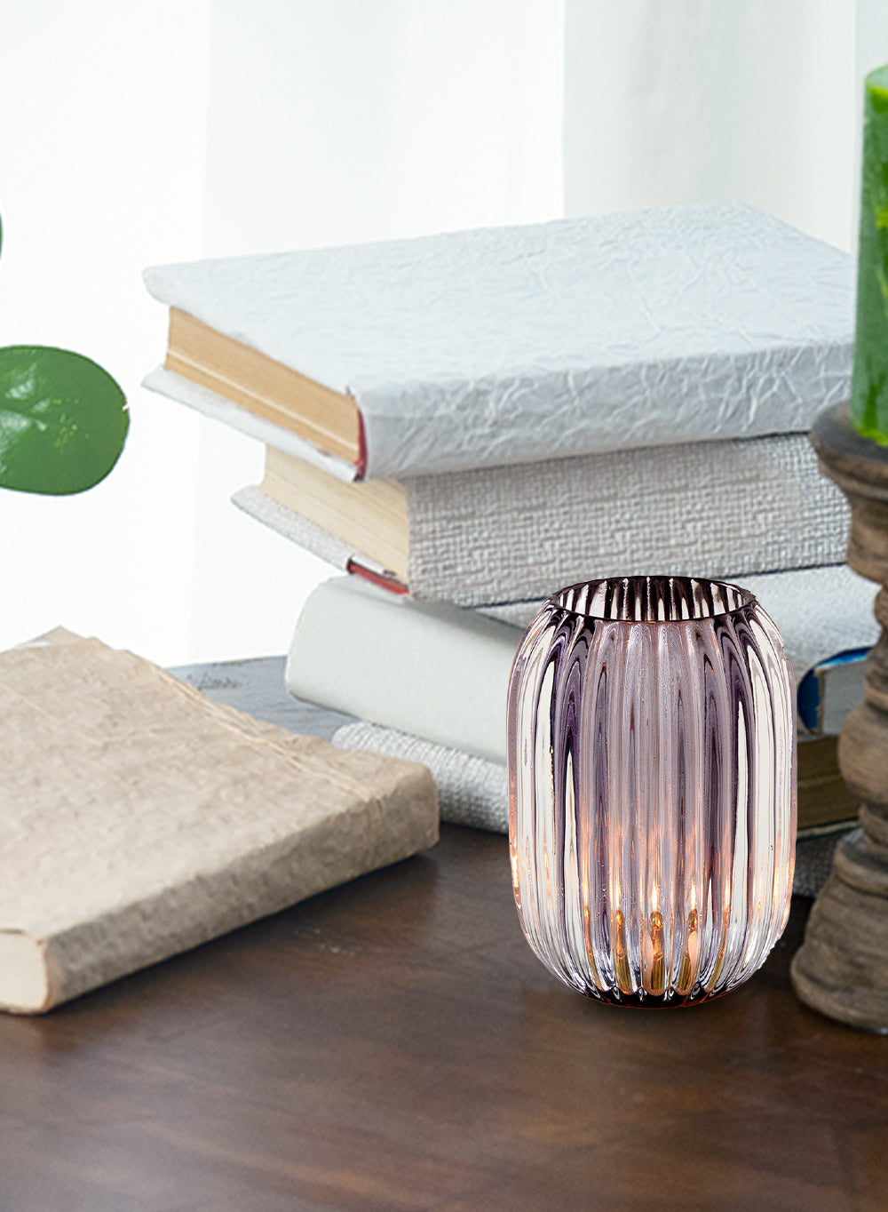 5" Ribbed Optical Glass Votive Holder, in 3 Colors