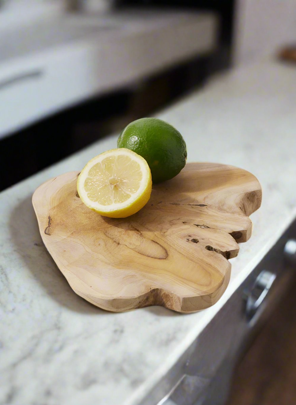 Natural Teak Tree Trunk Board, 8" Long, 6" Wide, 0.75" Tall