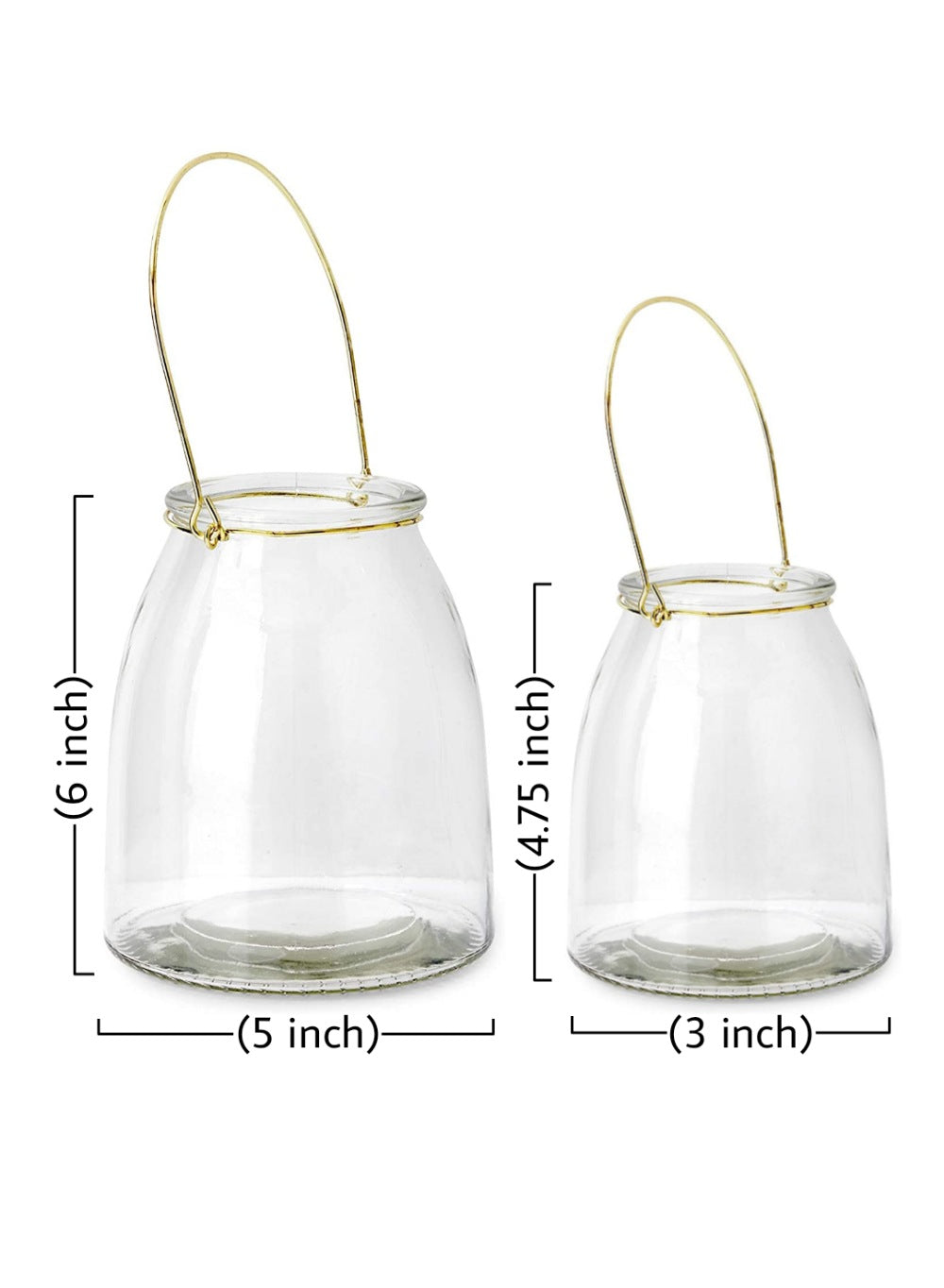 Hanging Glass Jar, 6" Tall and 5" Diameter, Set of 12