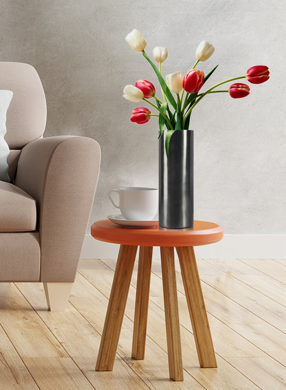 Serene Spaces Living Modern Black Cylinder Nickel Vase, Available in 2 Sizes