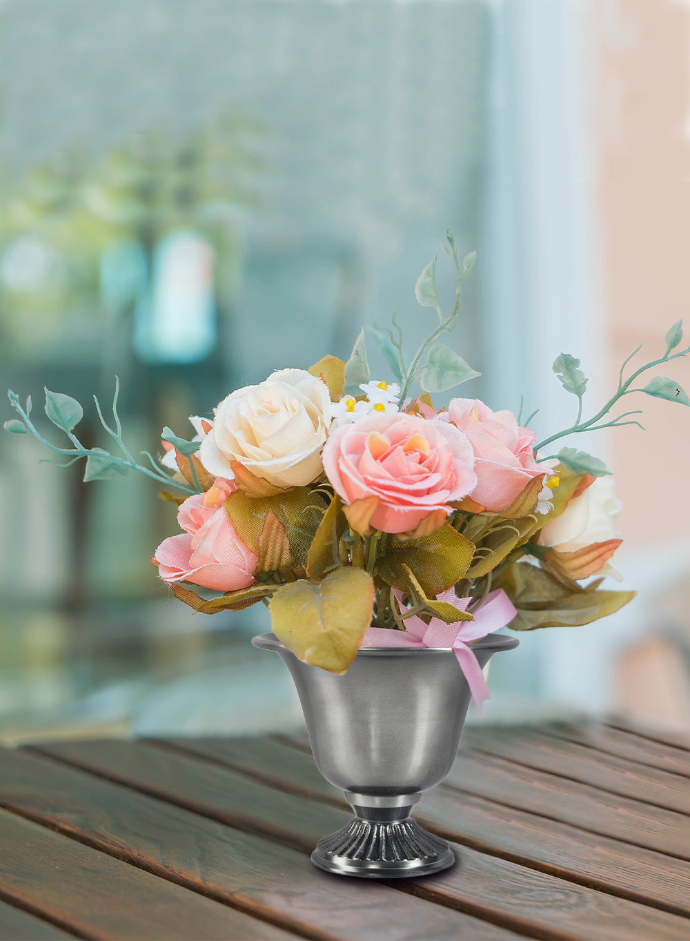Black Nickel Urn Vase, 7.75" Diameter & 6.5" Tall