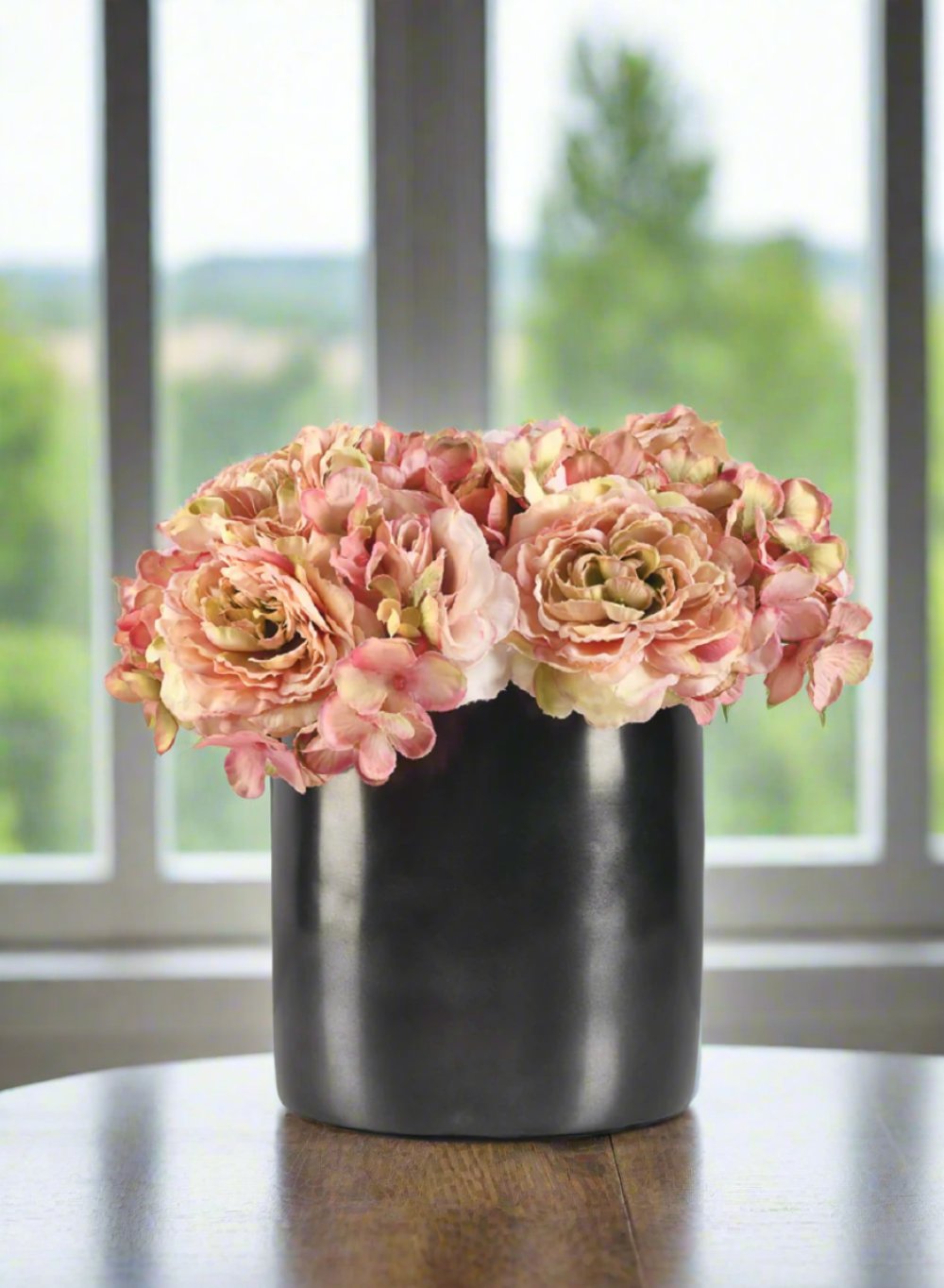 Serene Spaces Living Sleek Black Nickel Vase, Measures 6" Diameter & 6.25" Tall