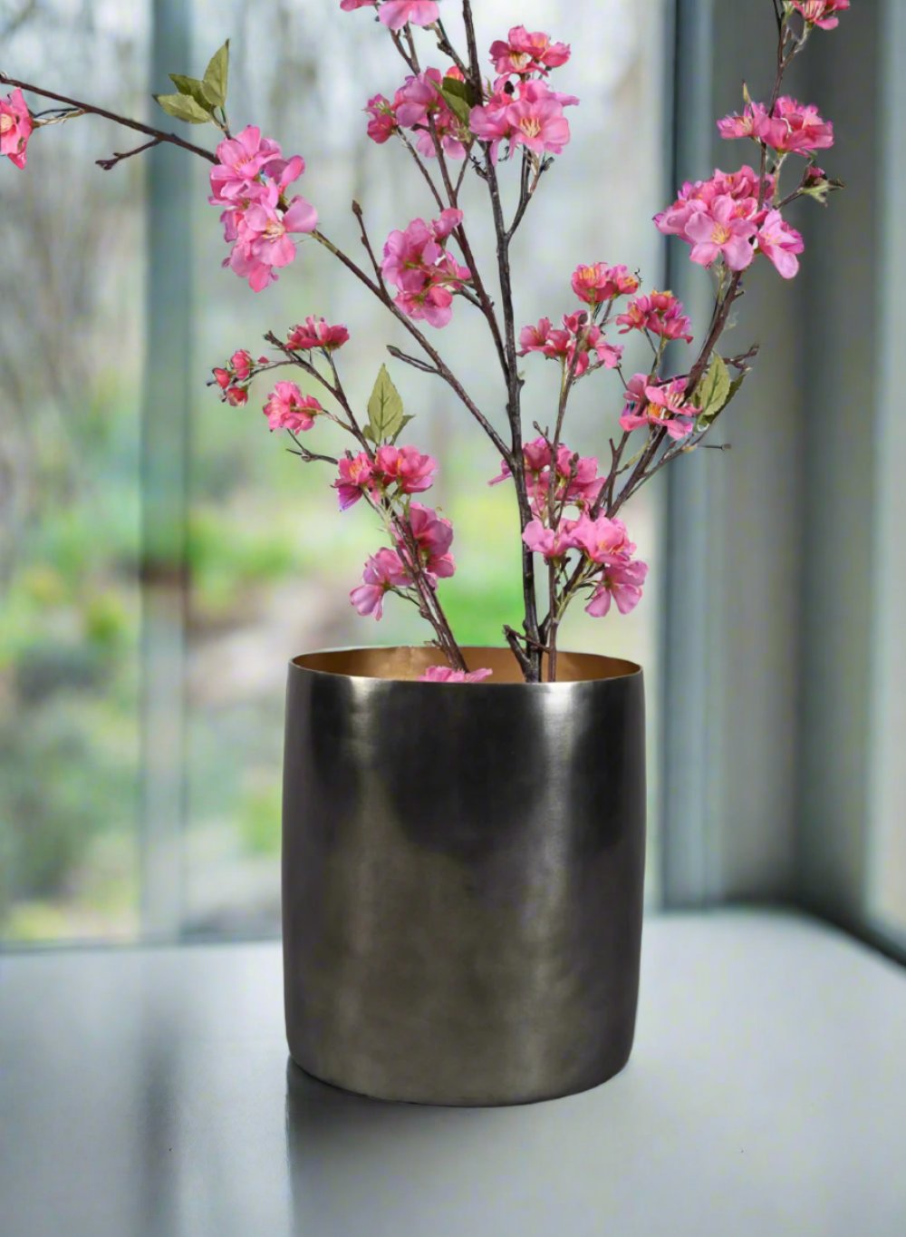 Sleek Black Nickel Vase, 6" Diameter & 6.25" Tall