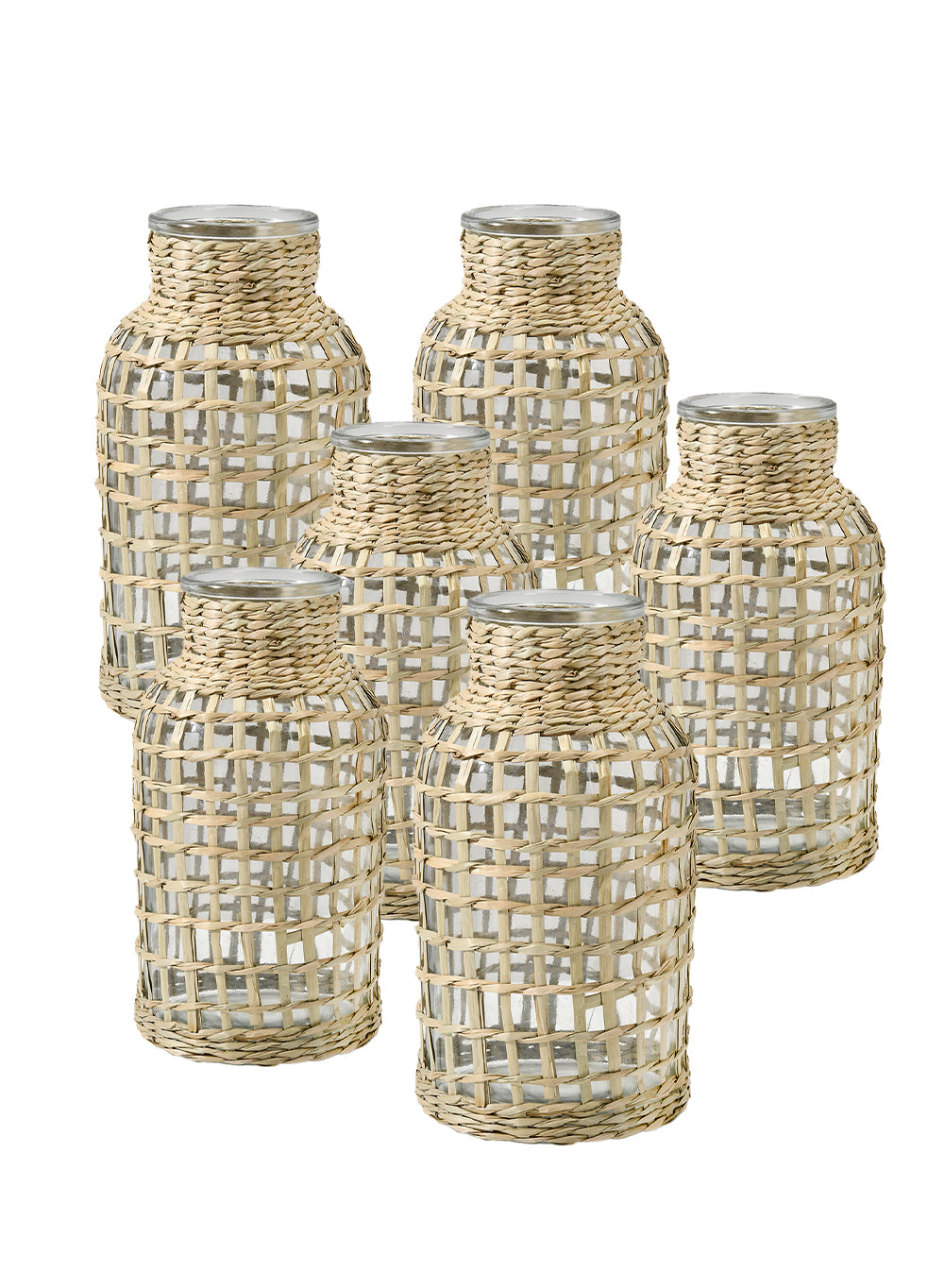 Natural Rattan Wrapped Bottle Vase, In 2 Sizes