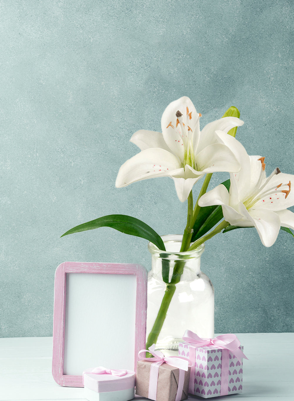 lily flower in a vase Faux White Lilies in Glass Bottle Vase | Artificial Flower