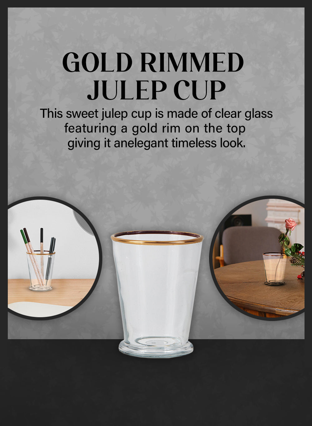 Gold Rimmed Julep Cup Vase, 3.25" Diameter & 4.25" Tall, Set of 4 & 24