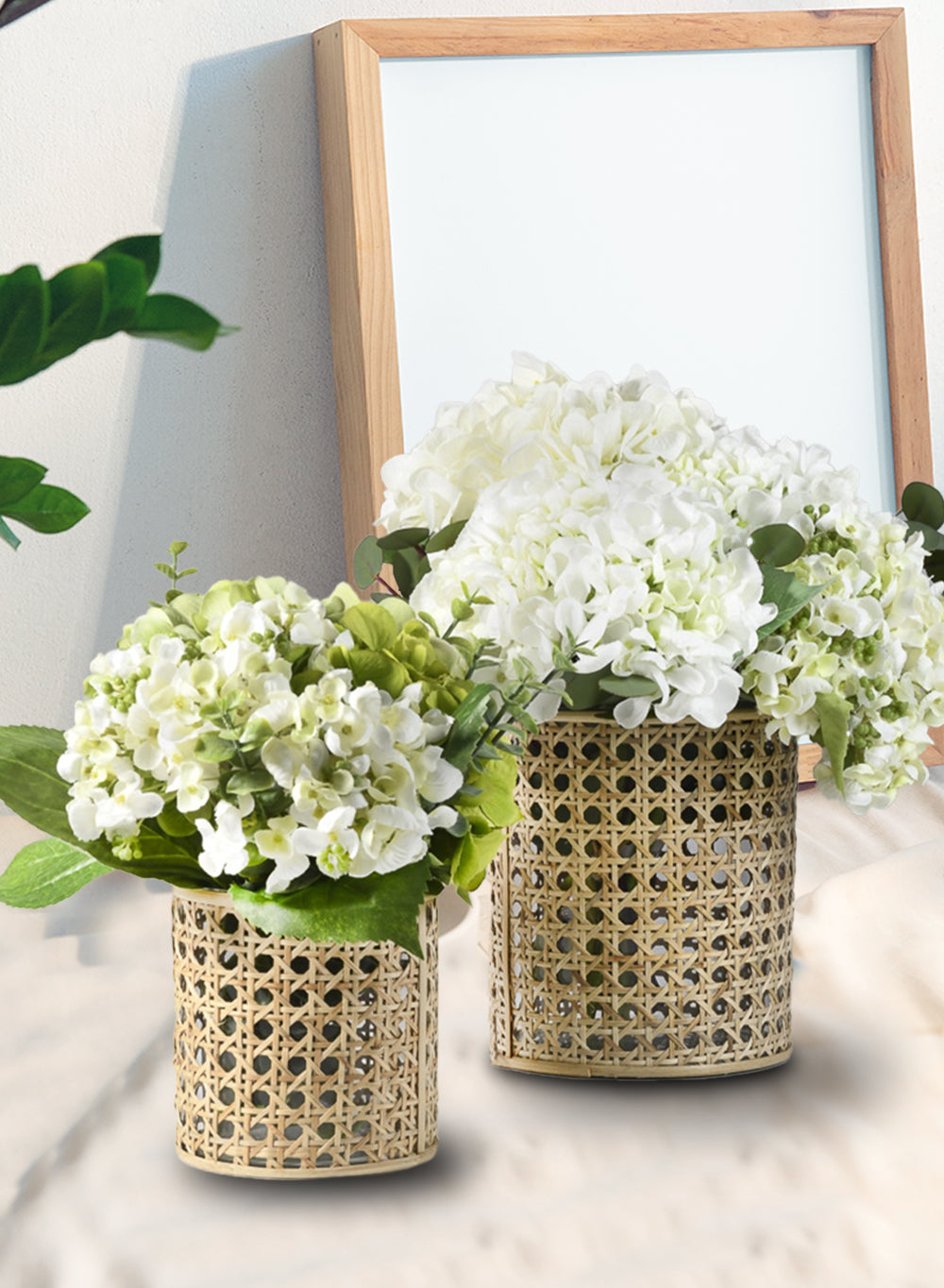 Rattan Cane Wrapped Glass Hurricane, in 6 Sizes