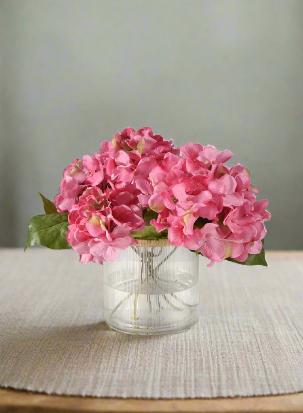 Ribbed Glass Cylinder Vase with Gold Rim, in 2 Sizes