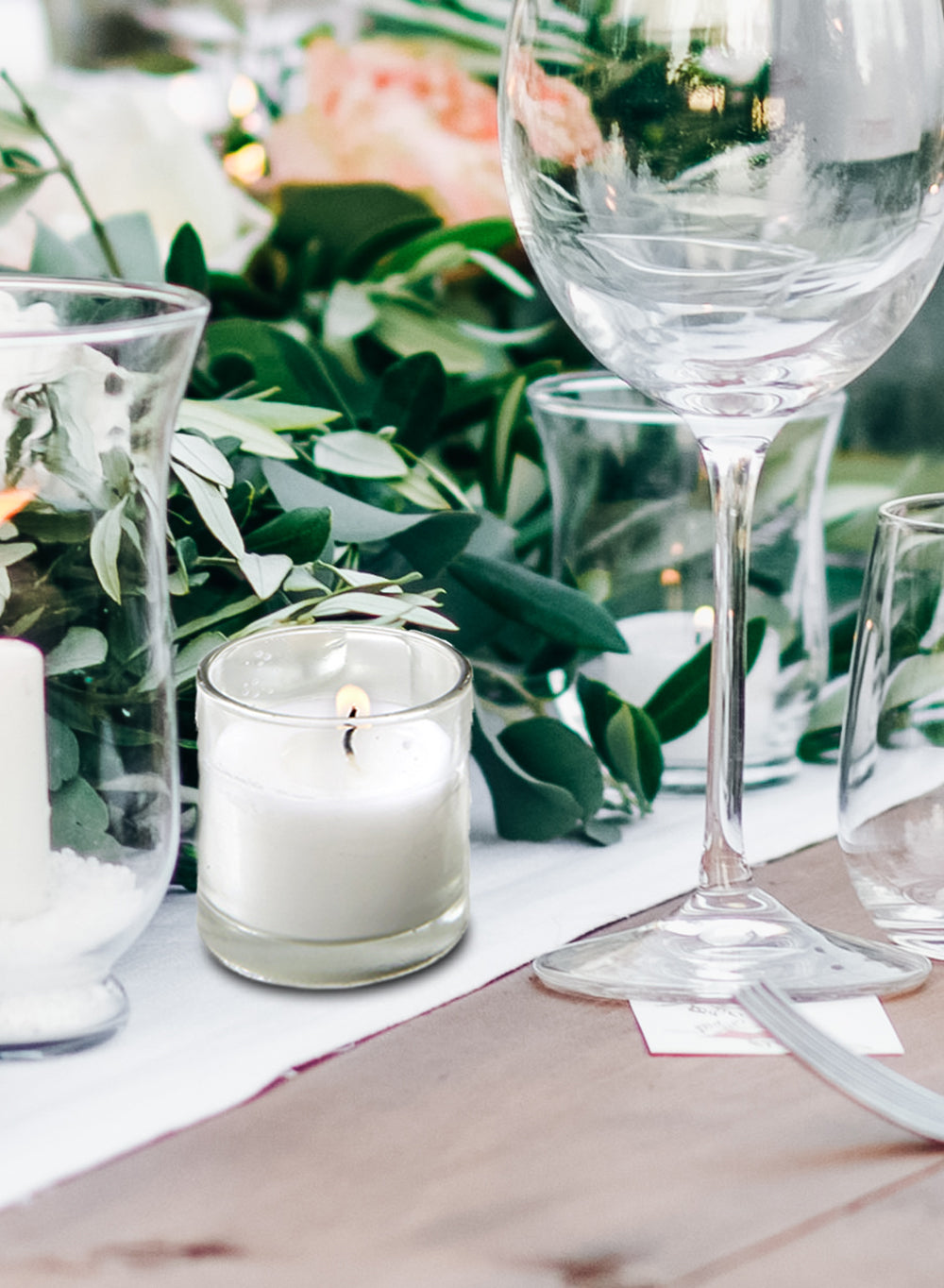 Prefilled White Votives, 2" Diameter & 2.5" Tall, Set of 20
