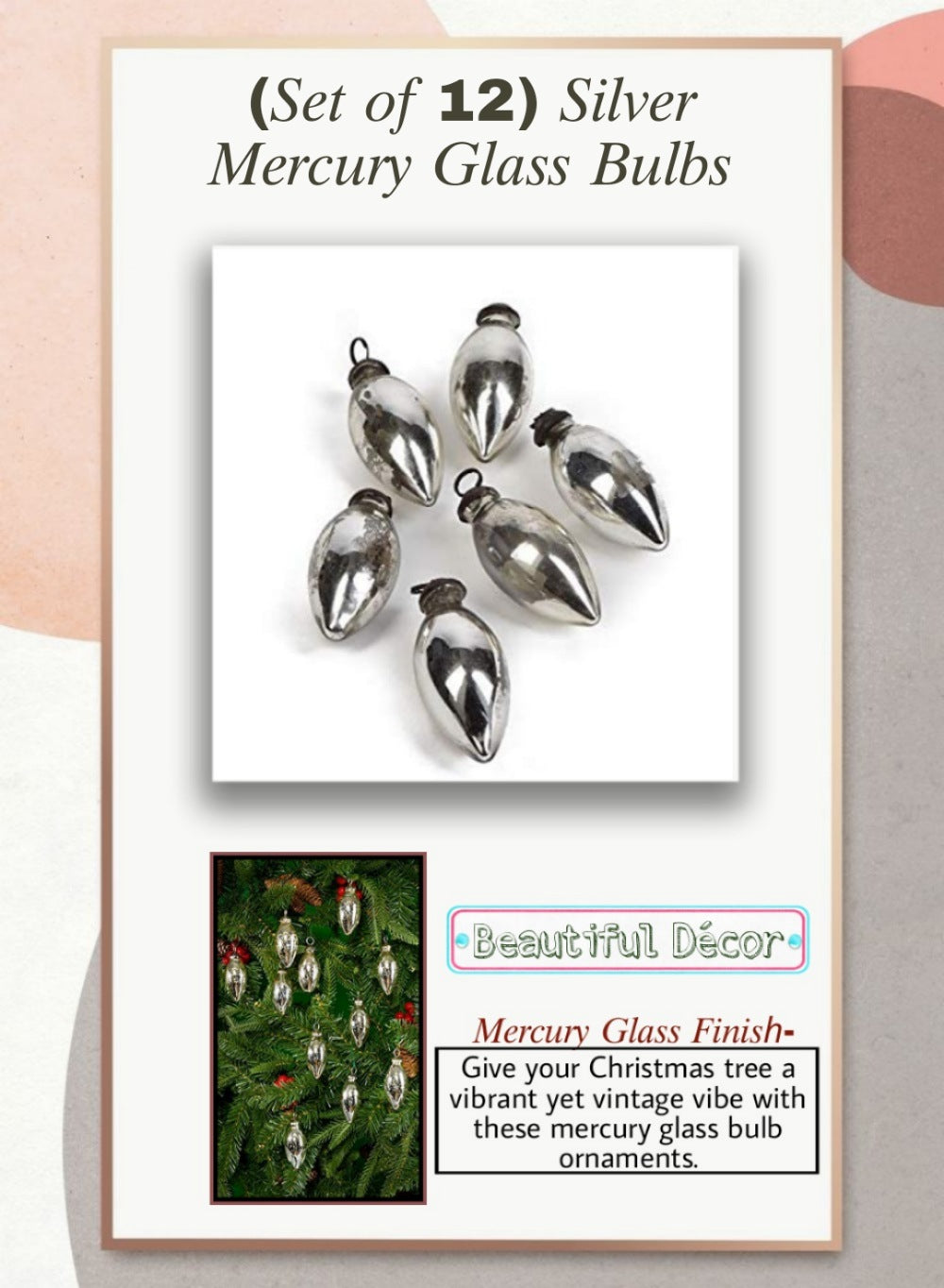 C7 Mercury Glass Bulbs, Set of 12