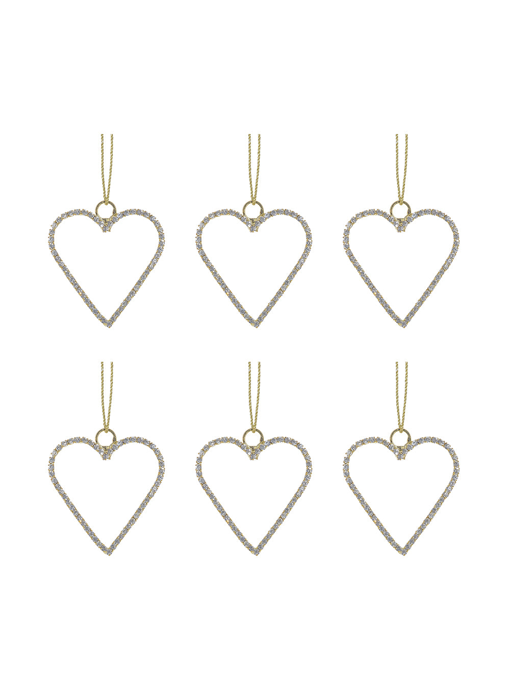 Rhinestone Studded Ornament, in 2 Colors & Shapes Set of 6