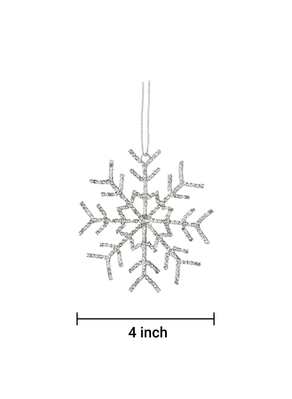 4" Rhinestone Snow Flake Ornament, Set of 6