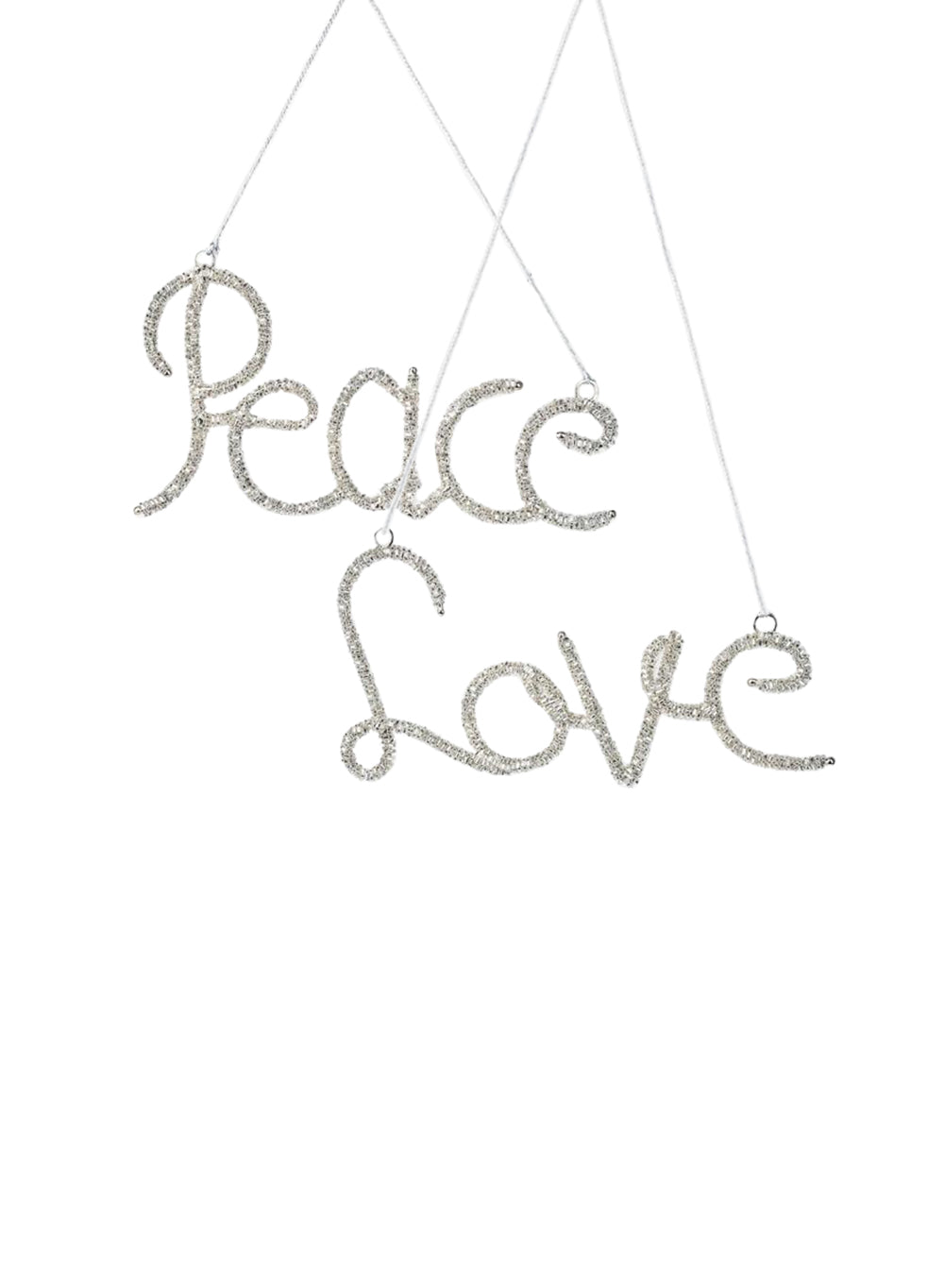 Silver Word Ornaments, 0.25" Wide & 4" Tall, Set of 2