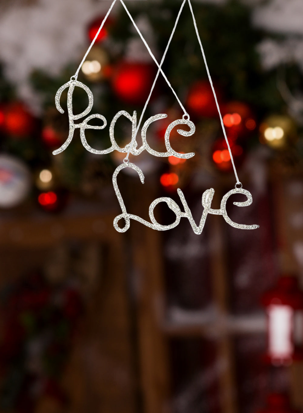 Silver Word Ornaments, 0.25" Wide & 4" Tall, Set of 2