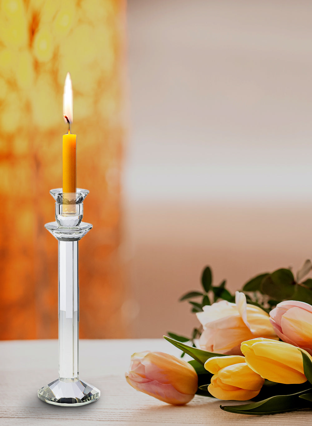 Modern Cut Crystal Candle Stick Holders, 5 Sizes