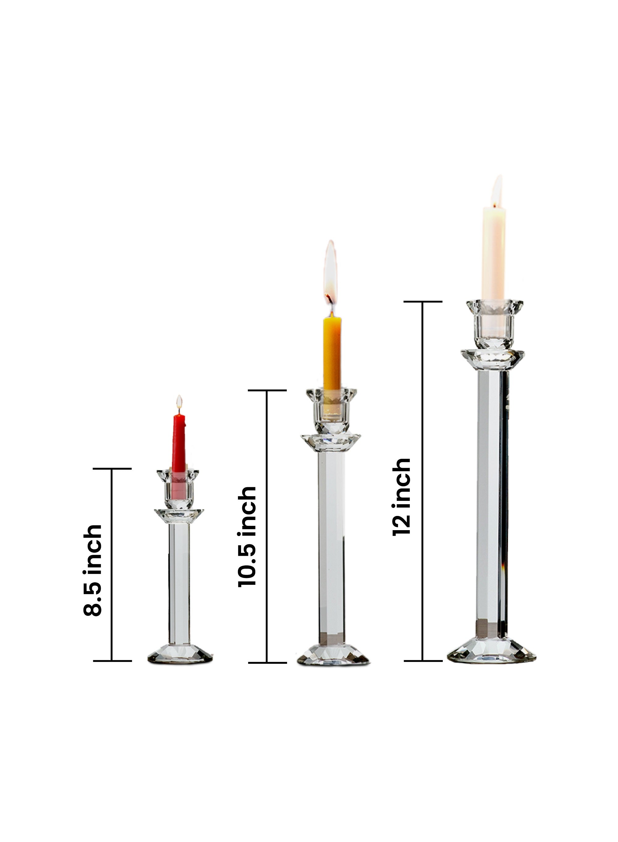 Modern Cut Crystal Candle Stick Holders, 5 Sizes