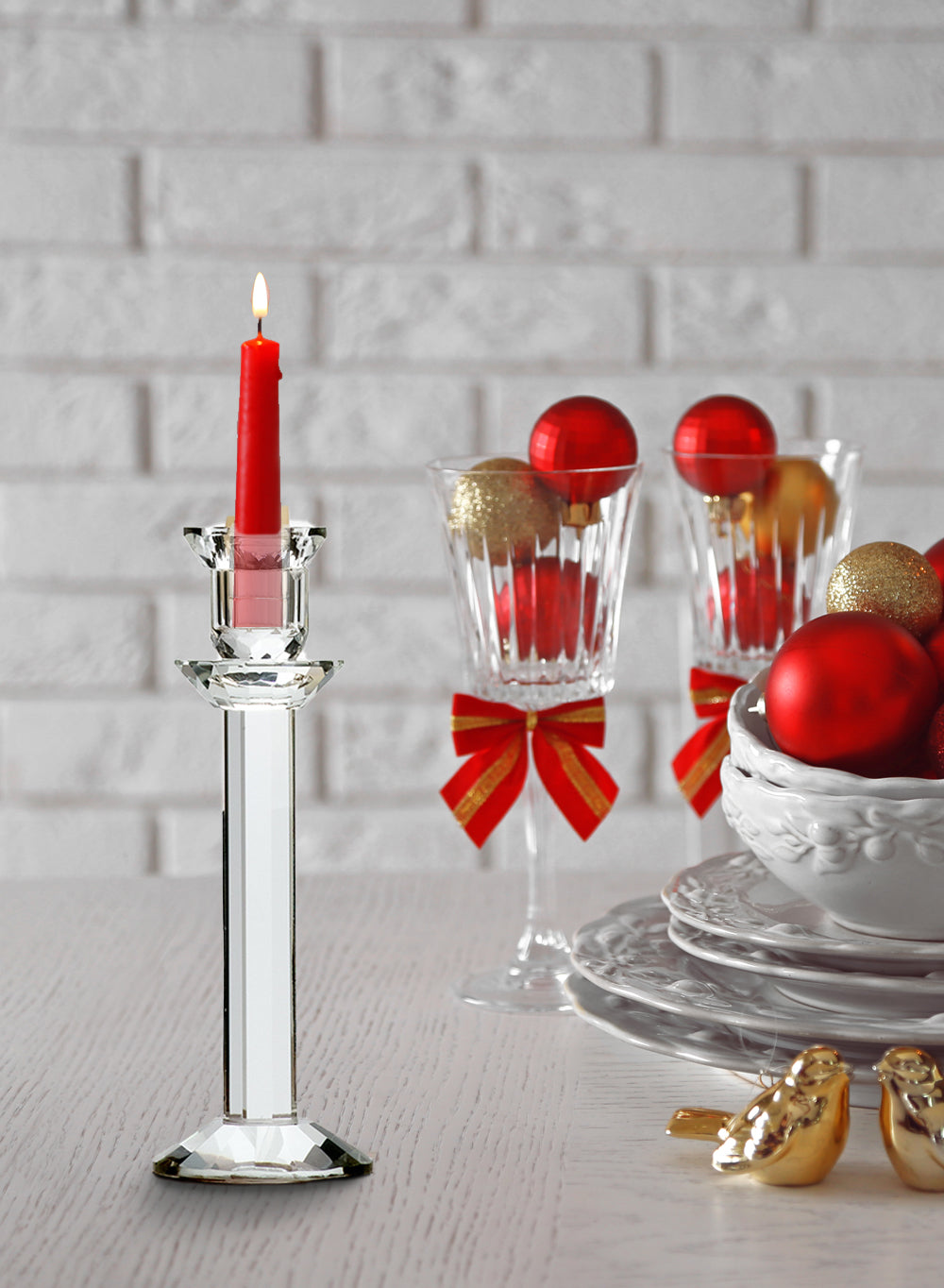 Modern Cut Crystal Candle Stick Holders, 5 Sizes